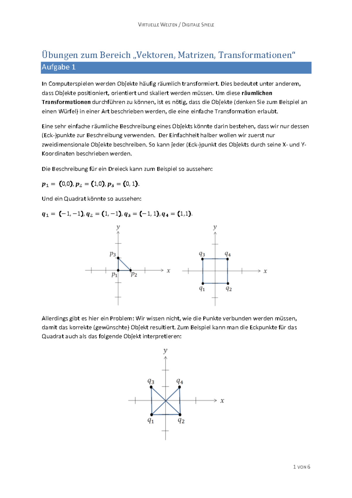 VWDS Thema 01 Aufgaben - Wintersemester - Übungen Zum Bereich „Vektoren ...