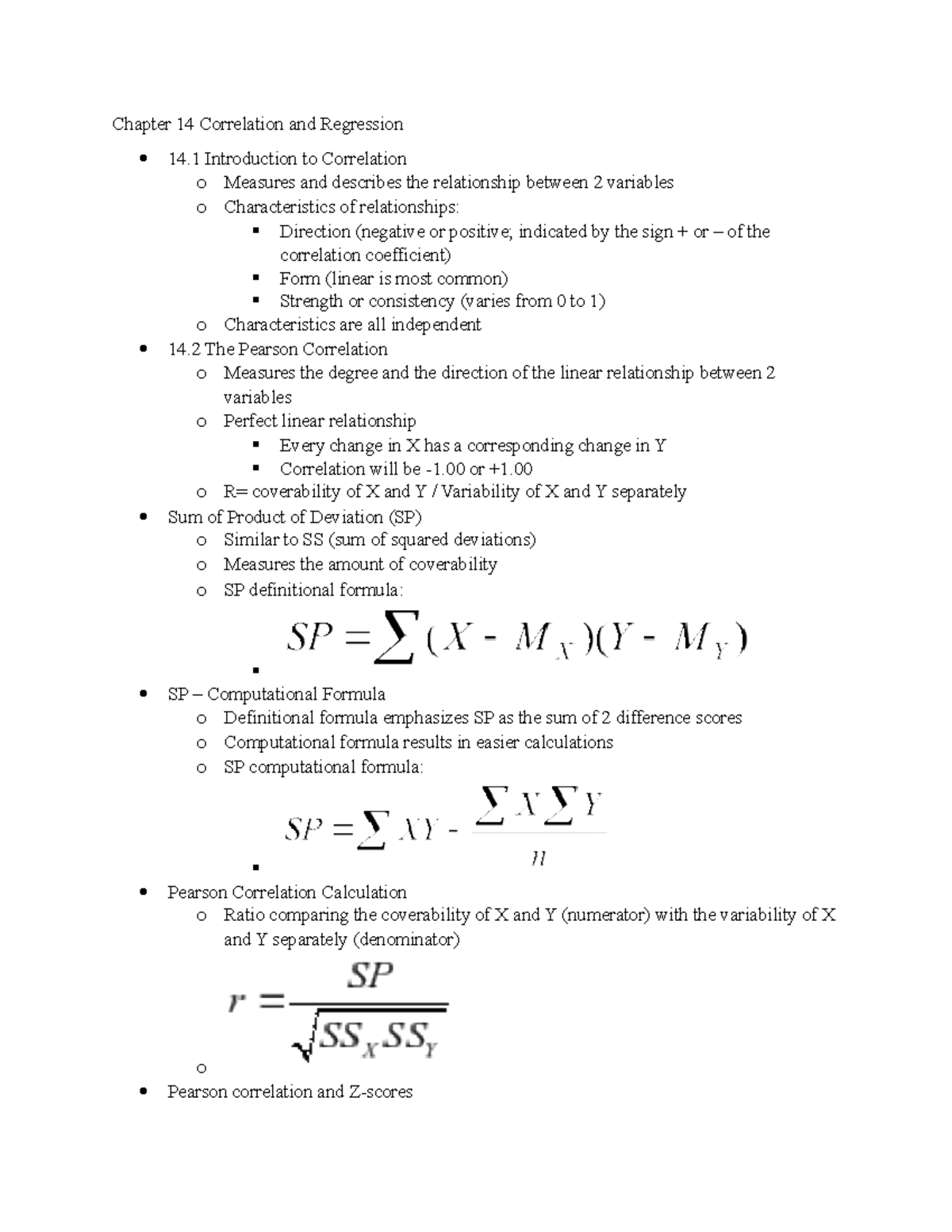 Chapter 14 Correlation And Regression Notes - Chapter 14 Correlation ...