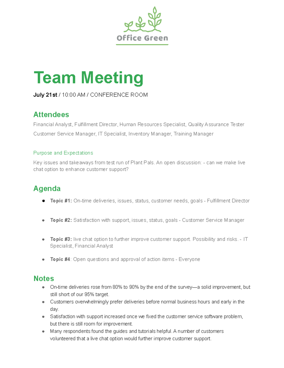 Activity-Template -Meeting-agenda - Team Meeting July 21st / 10:00 AM ...