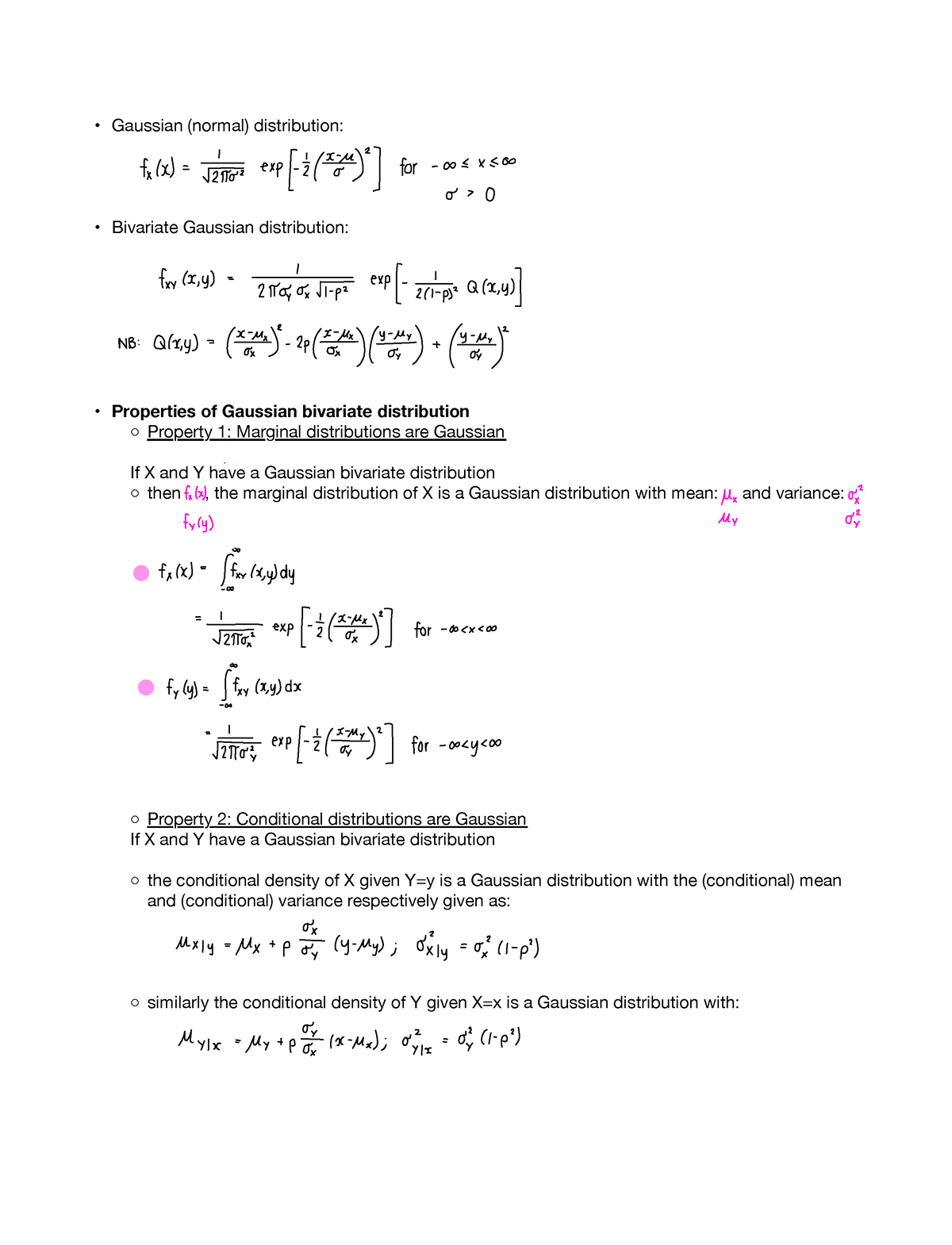 Test 2 Notes - Gaussian (normal) Distribution: Bivariate Gaussian ...