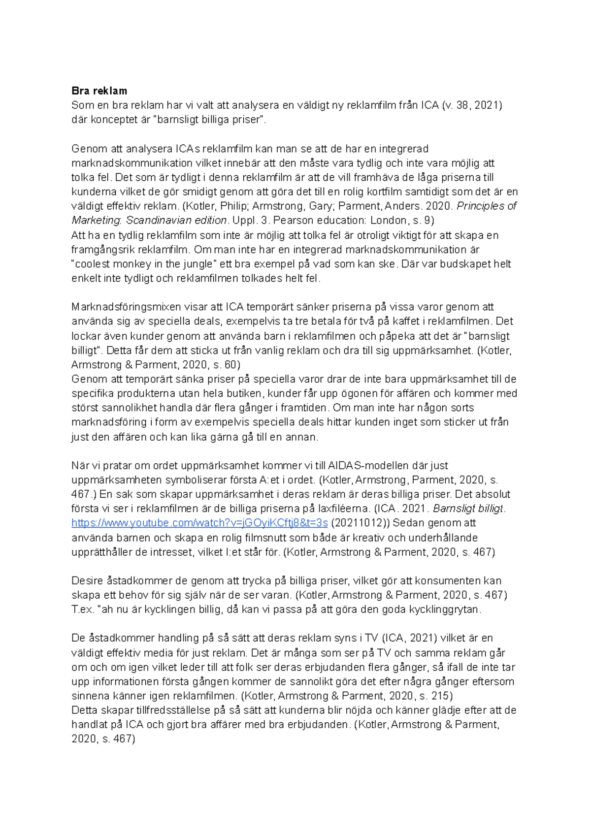 Relfektionsrapport bra/dålig reklam inlämning, seminarium 1 ...