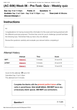 (AC-S09) Week 09 - Pre-Task Quiz - Weekly Quiz Ingles IV (11287 ...