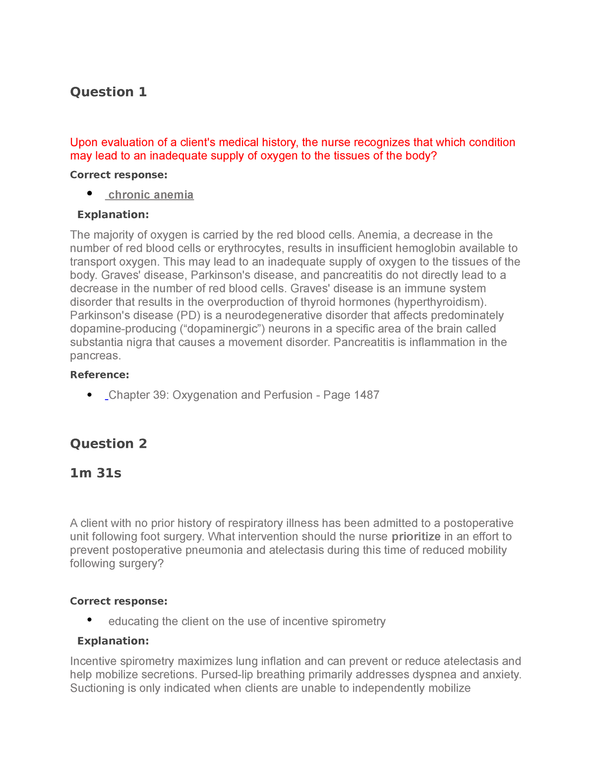 Chapter 39 Oxygenation And Perfusion - Question 1 Upon Evaluation Of A ...