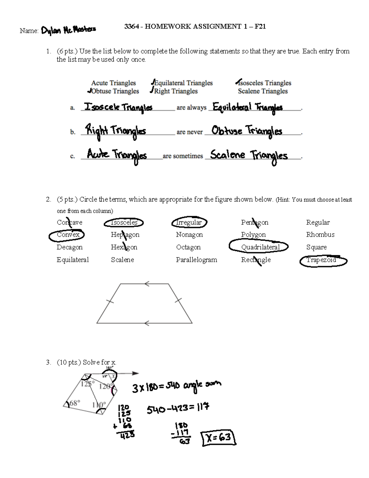 3364 Homework Assignment 1 3364 Homework Assignment 1 F 6 Pts Use The List Below To 3364 Homework Assignment 1 3364 Homework Assignment 1 F 6 Pts Use The List Below To