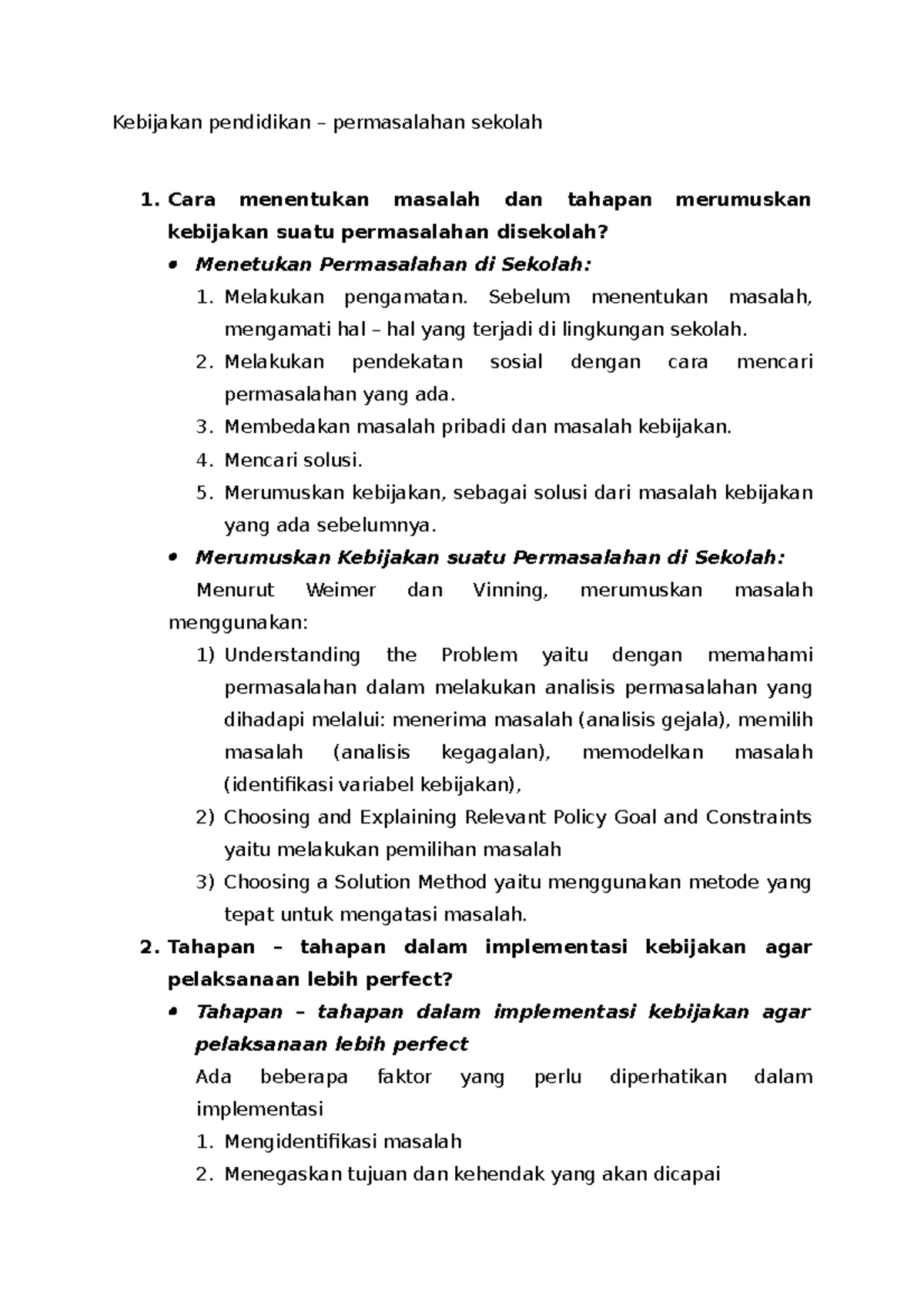 Kebijakan Pendidikan – Permasalahan Sekolah Lect - Kebijakan Pendidikan ...