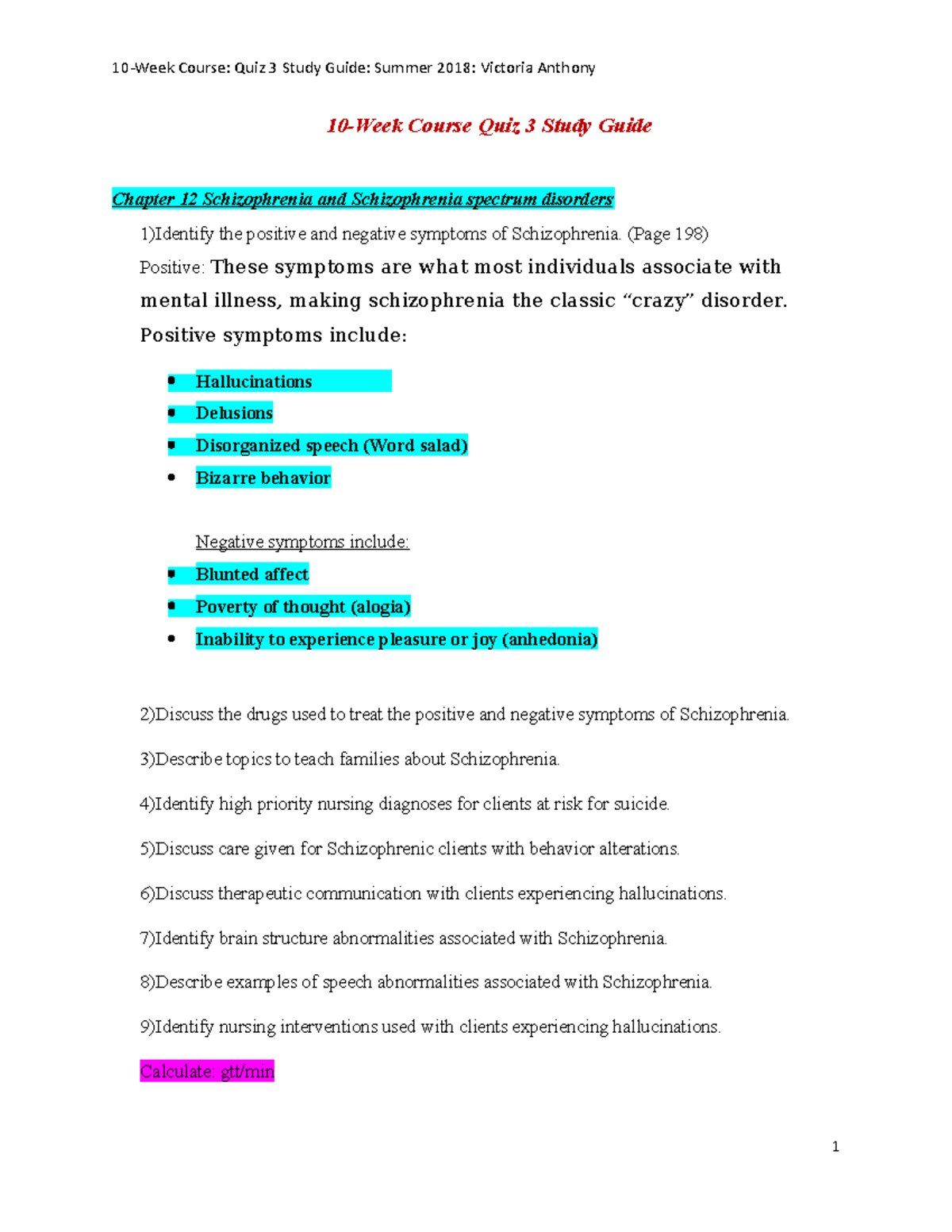 10 Week Course Quiz 3 Study Guide SU 2021 - 10-Week Course: Quiz 3 ...