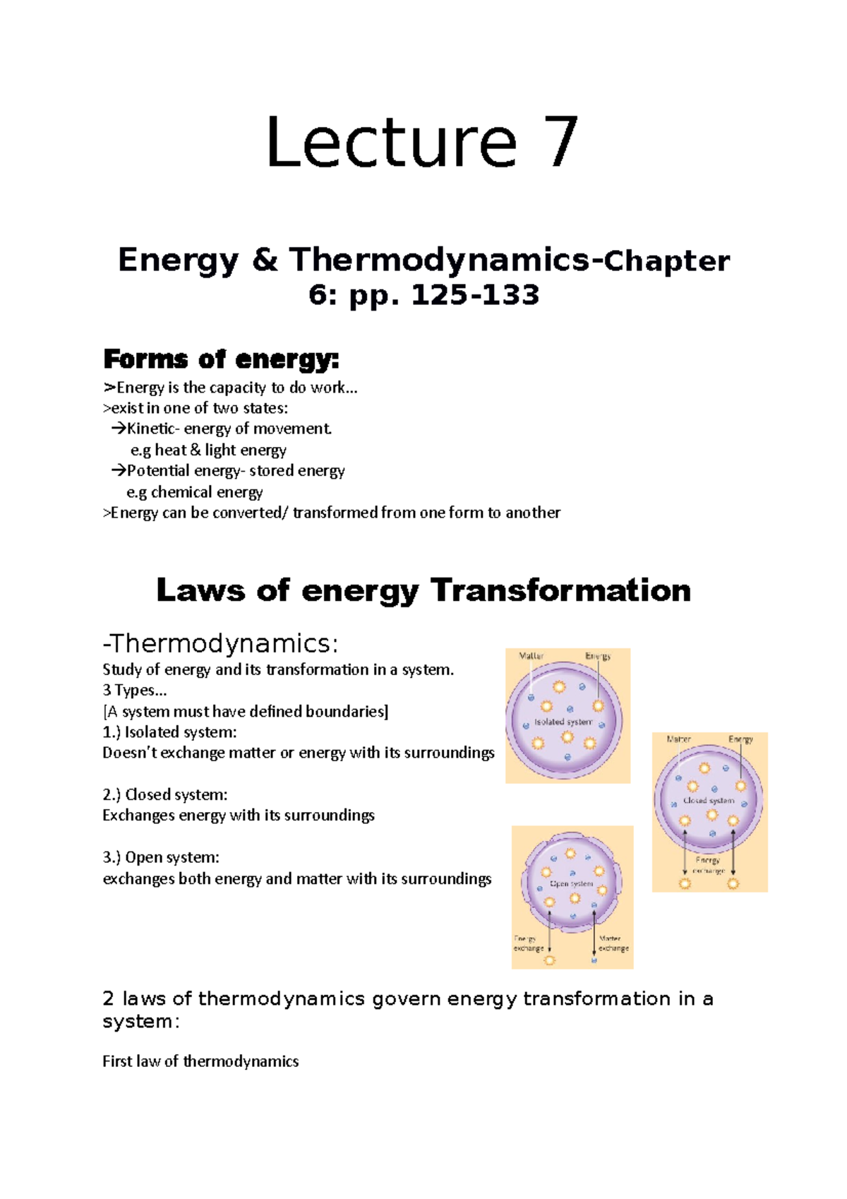 BIO 124-Biochemistry sub module-Lecture 7 - Lecture 7 Energy ...