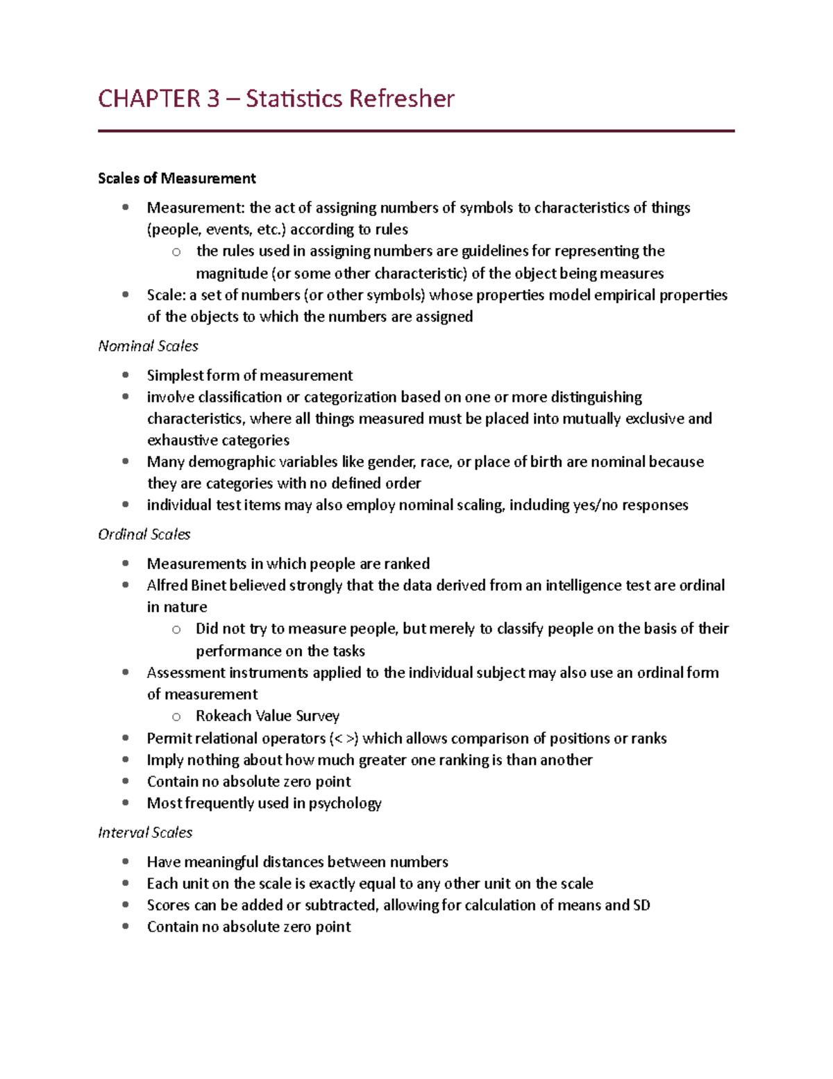 statistics refresher assignment