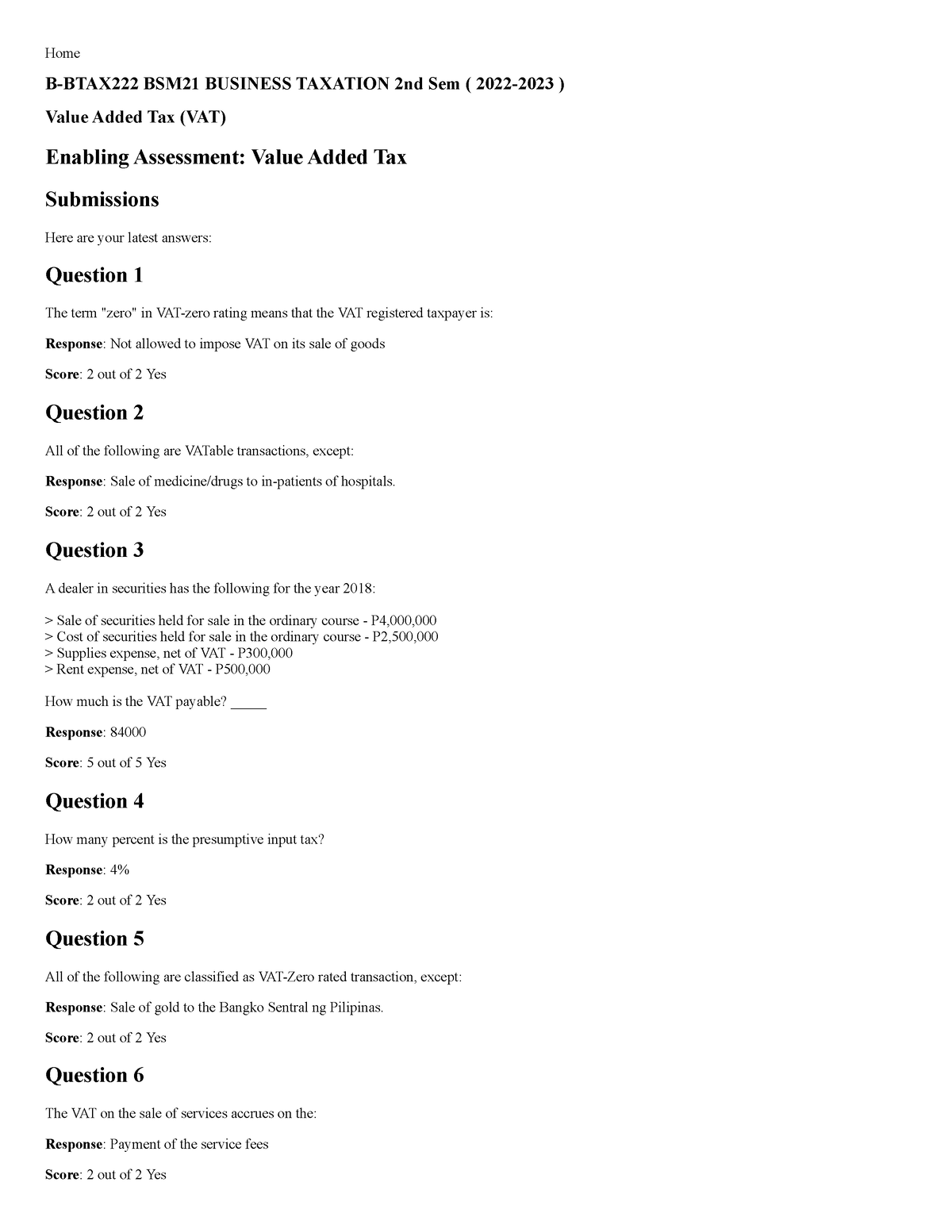 B-BTAX222 Enabling Assessment Value Added Tax - Home B-BTAX222 BSM21 ...