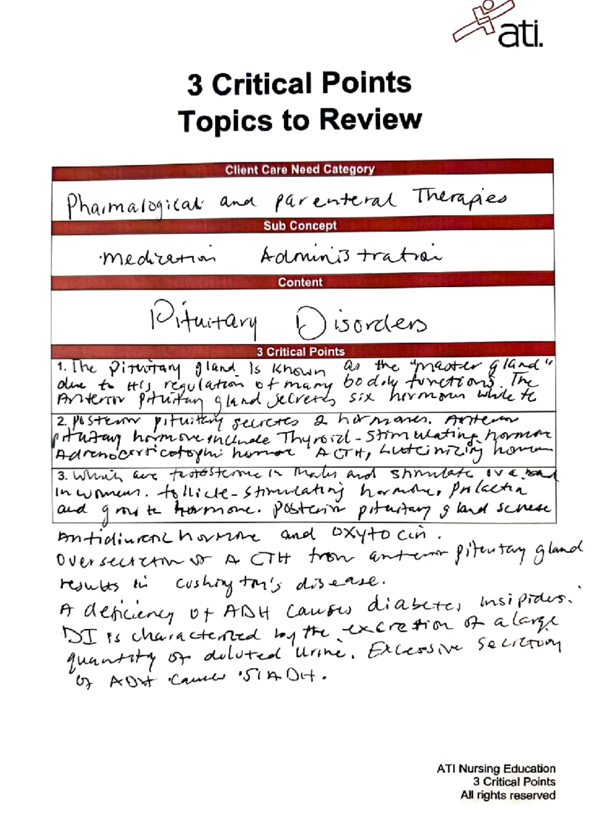 Focused Review 3 - 3 Critical Points Topics to Review medtn Client Care ...