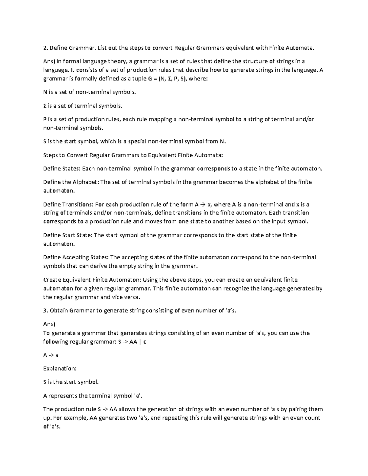 Flat unit 2 official Define Grammar. List out the steps to convert