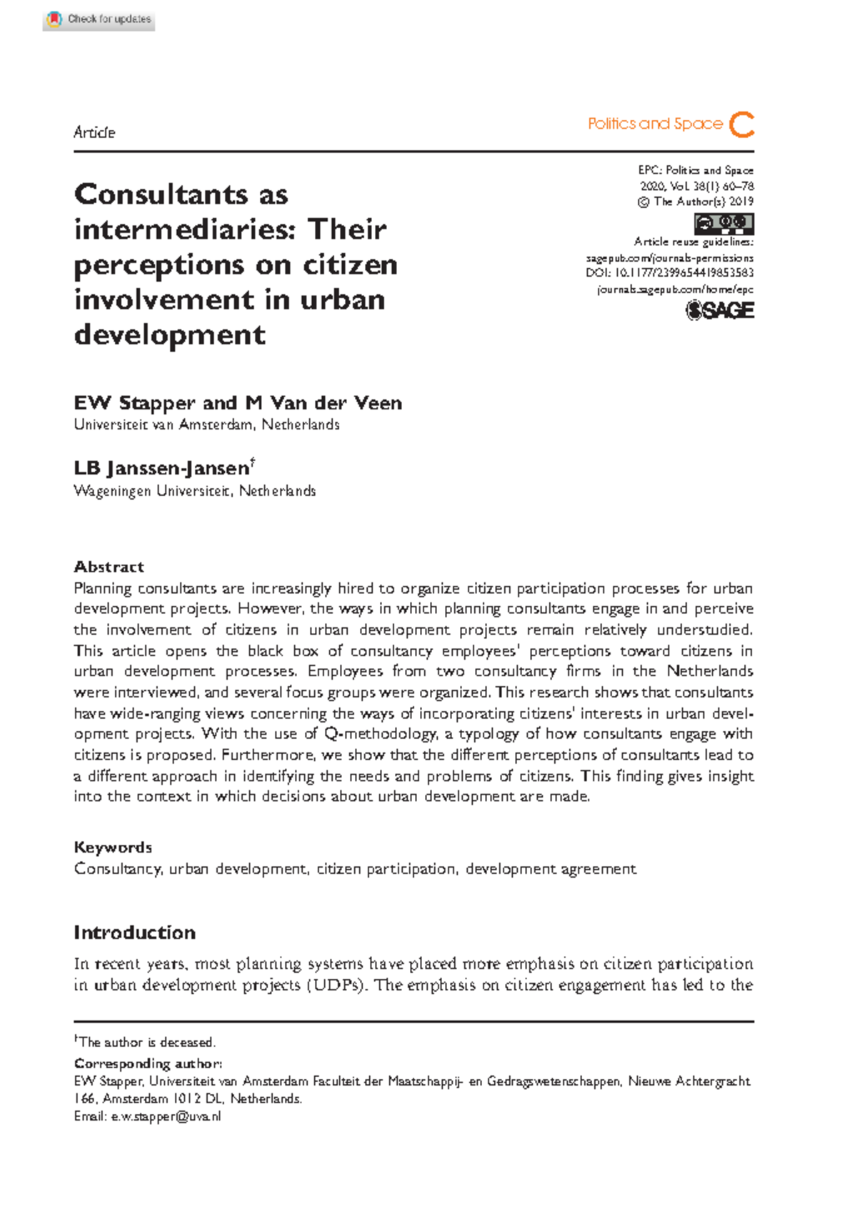 Consultants as Intermediaries - Article Politics and Space Consultants ...