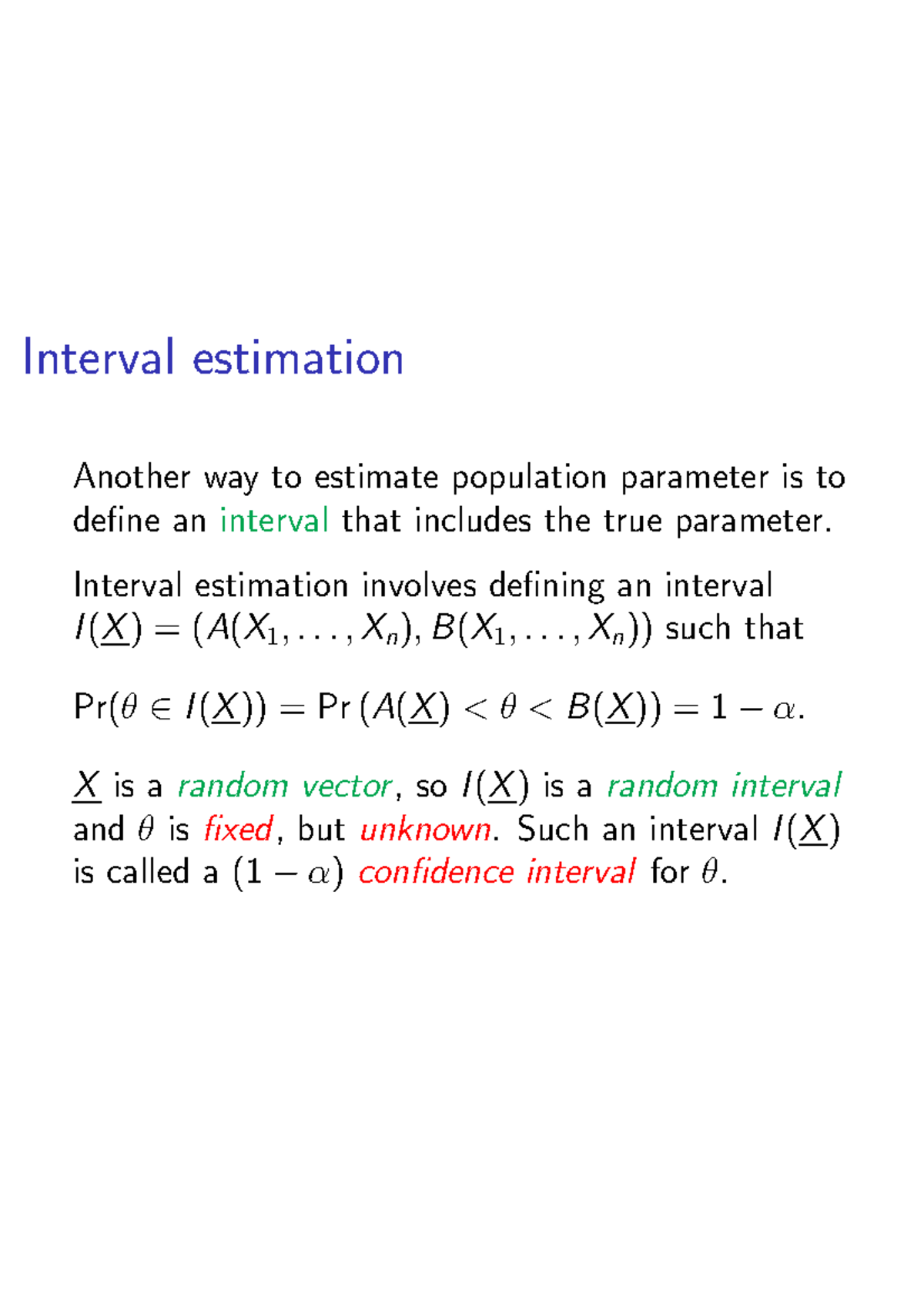 Chapter 2-3 - Lecture notes 1 - Interval estimation Another way to ...