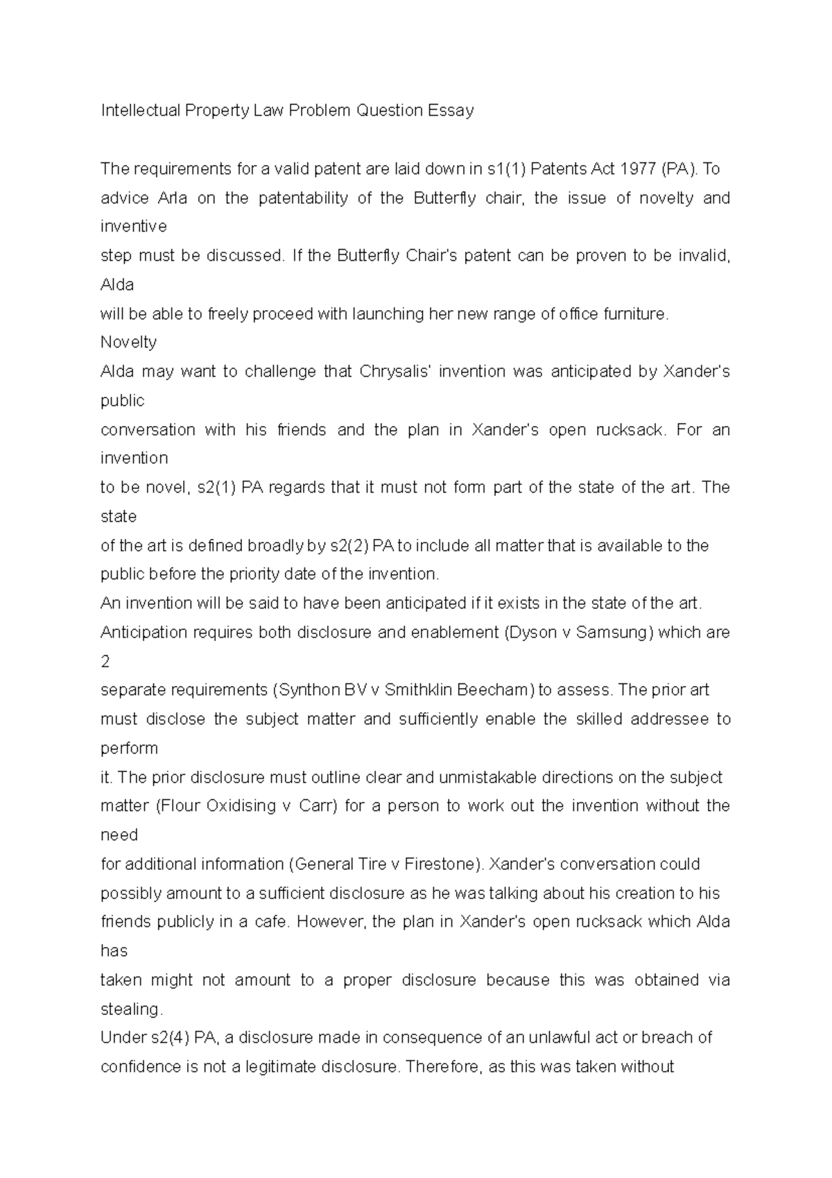 Intellectual Property Law Problem Question Essay To advice Arla on