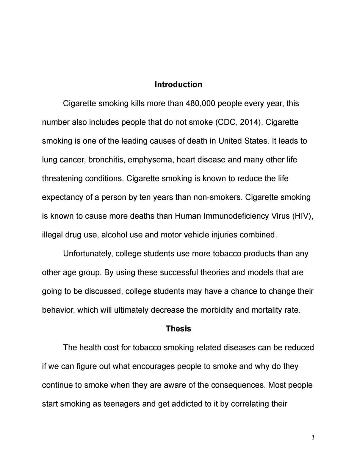 cigarette smoking research paper conclusion