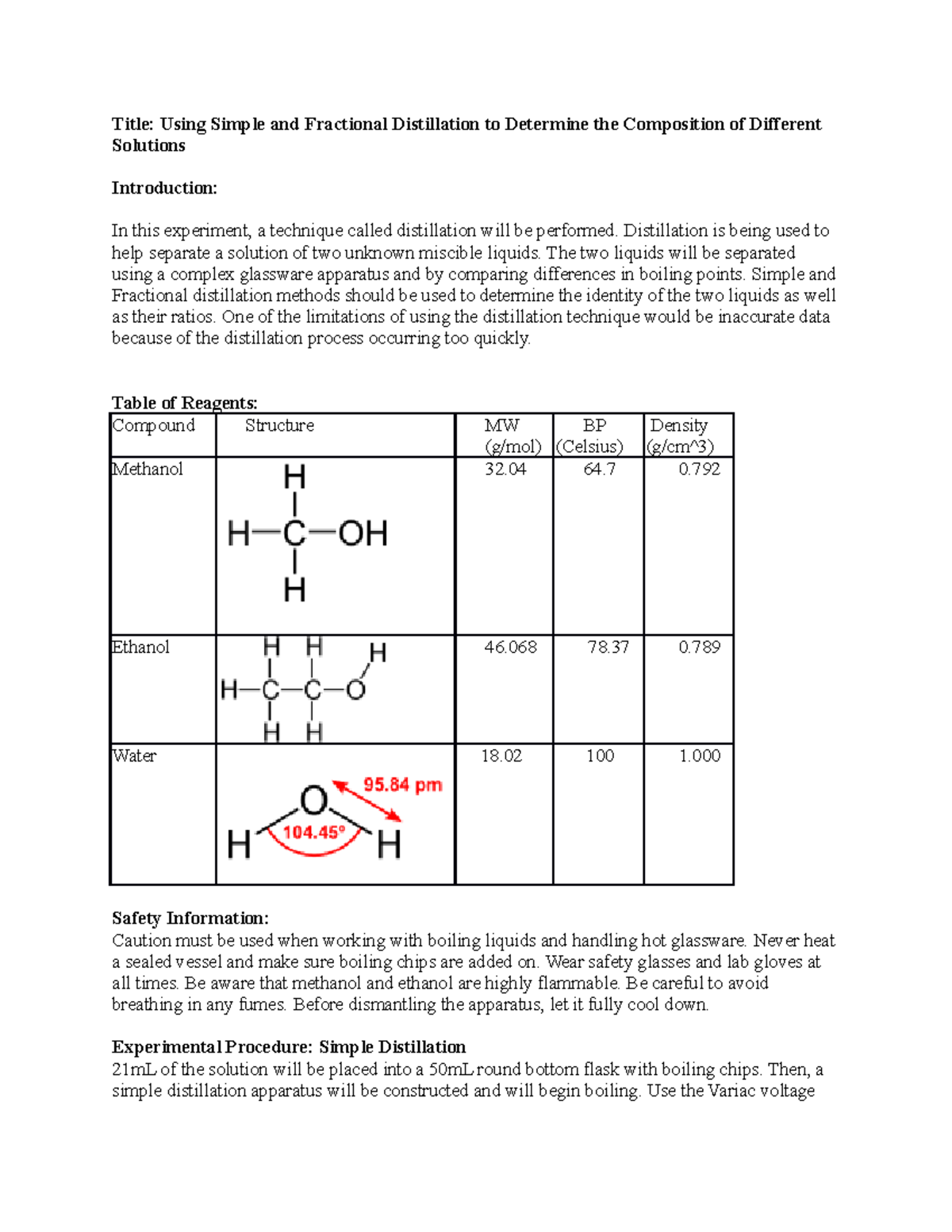 CHEM 2211L Lab Report 2 - Title: Using Simple And Fractional ...