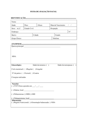 Anamnese-CAN Avaliação nutricional - FICHA DE ANAMNESE(CAN) 1.)  Identificação  Data da 1ª Consulta: - Studocu