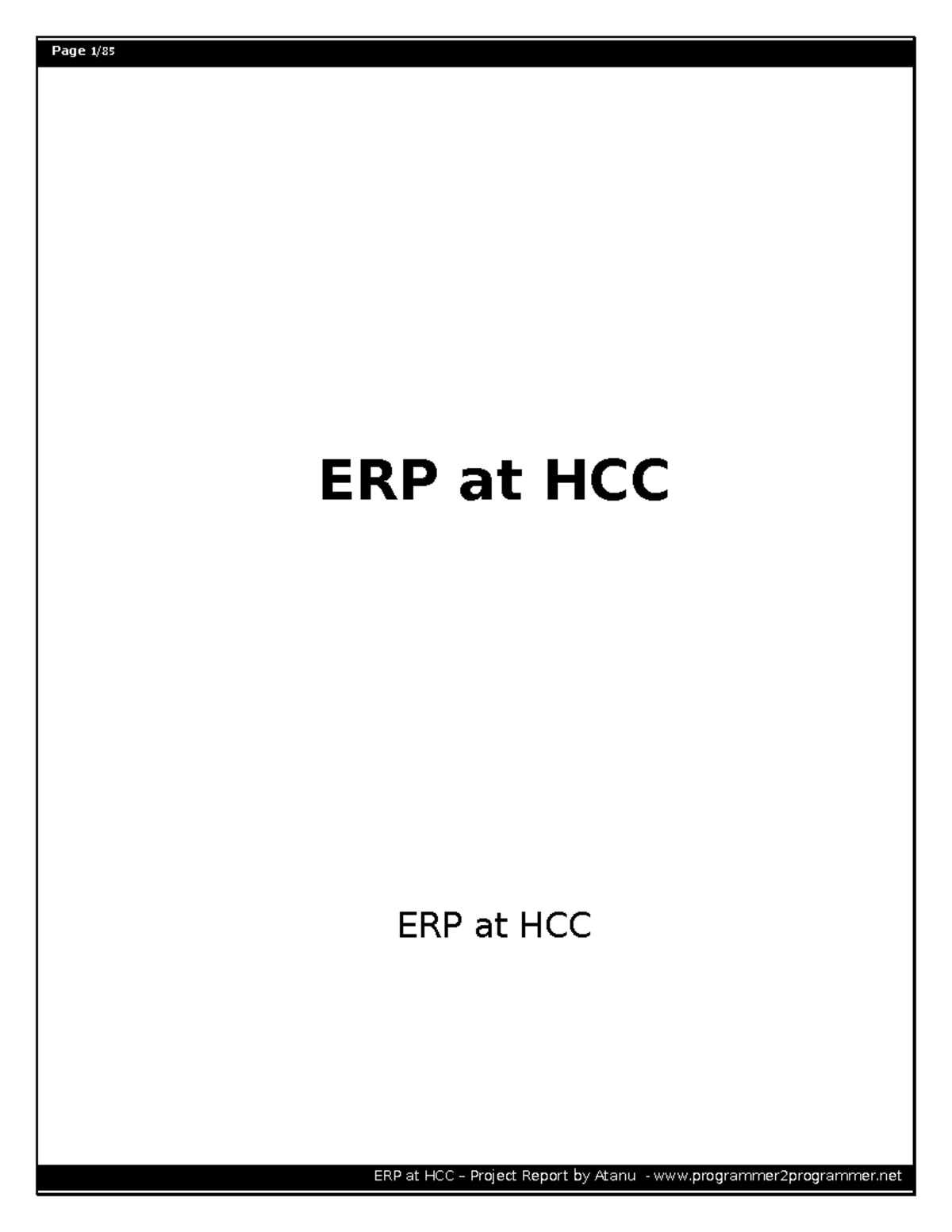 ERP Implementation at HCC Project Report ERP at HCC ERP at HCC A