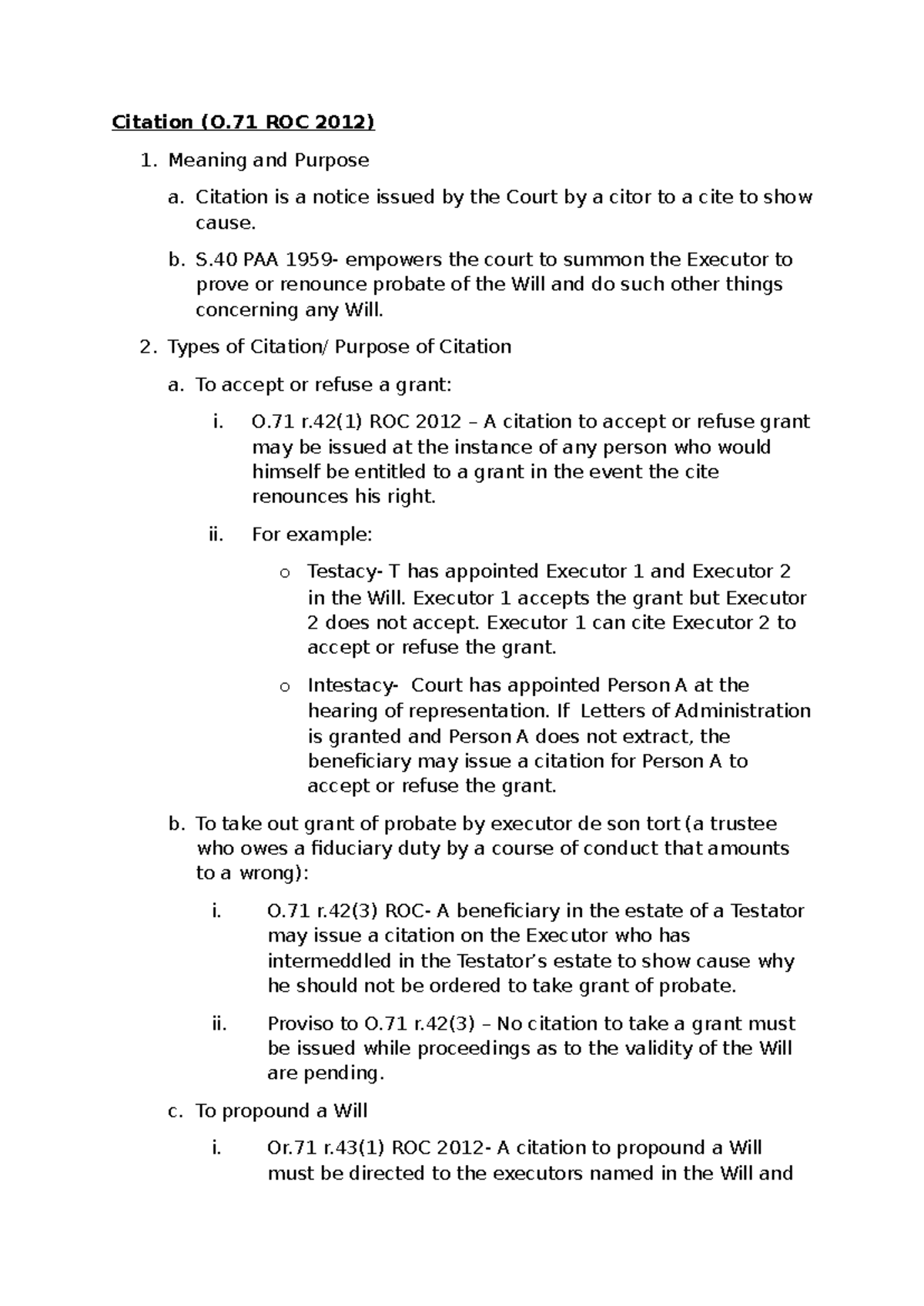 Citation - Summary Land Law - Citation (O ROC 2012) 1. Meaning and ...