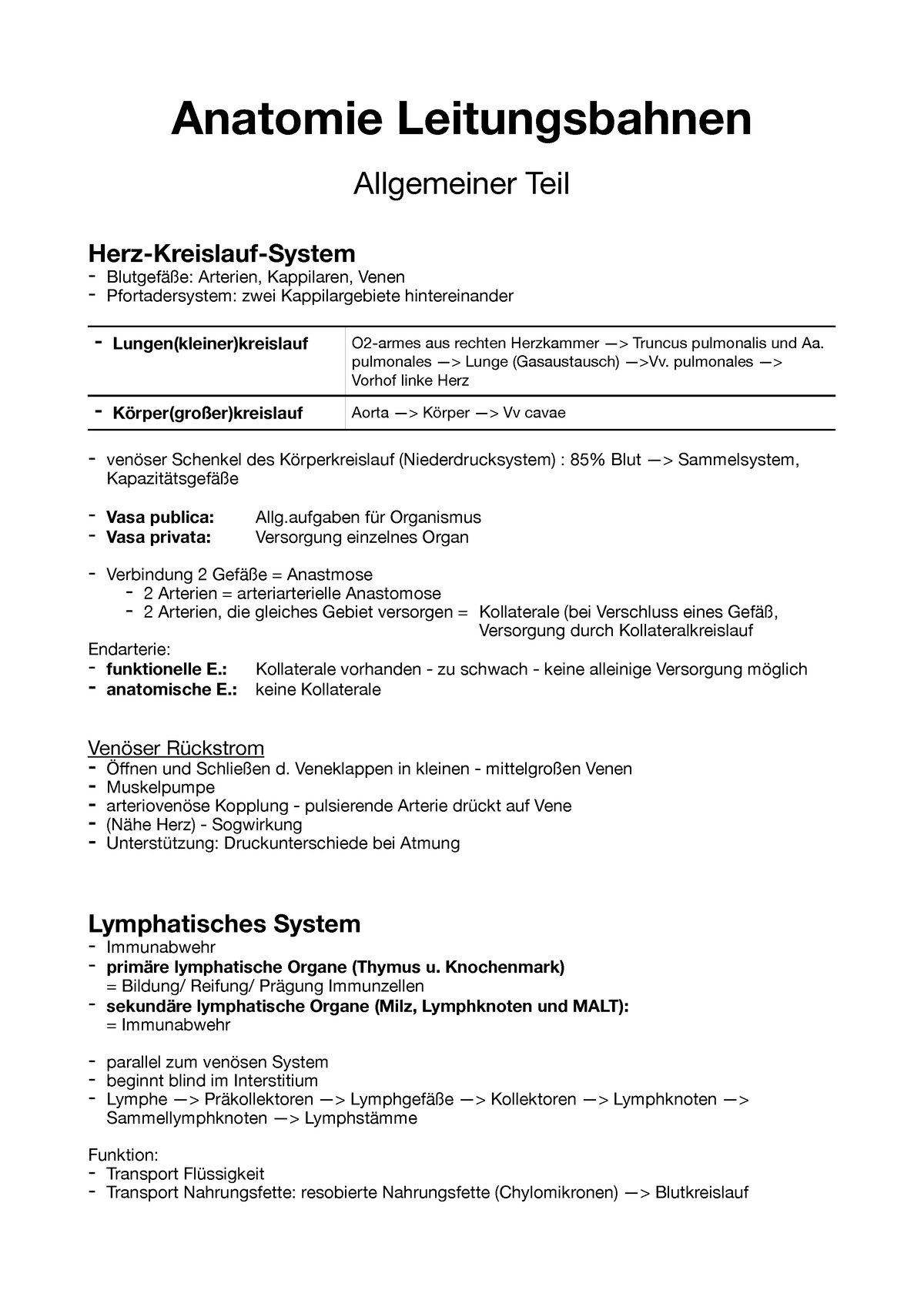 Leitungsbahnen Allgemein Anatomie Leitungsbahnen Allgemeiner Teil