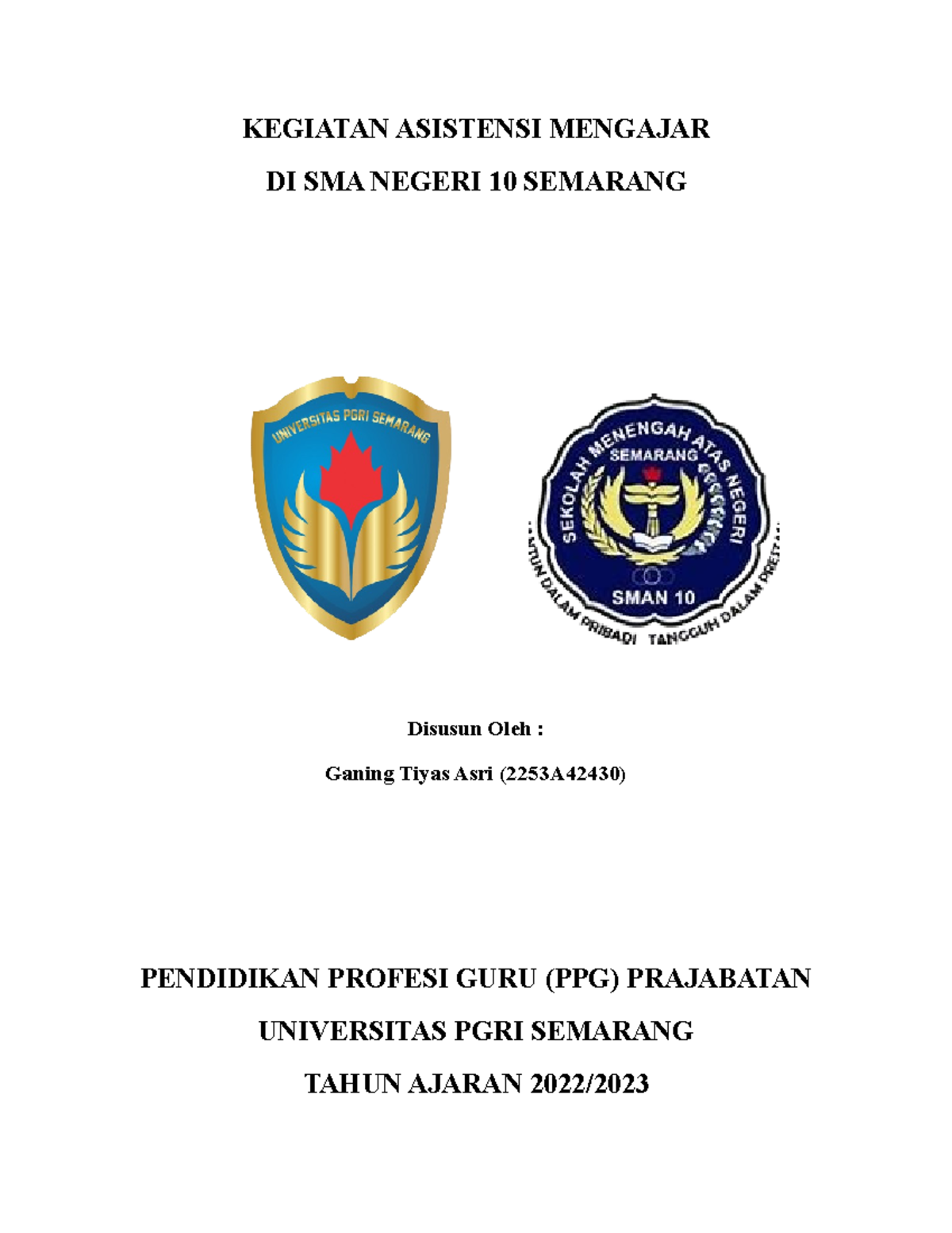 Laporan Kegiatan Asistensi Mengajar - KEGIATAN ASISTENSI MENGAJAR DI ...