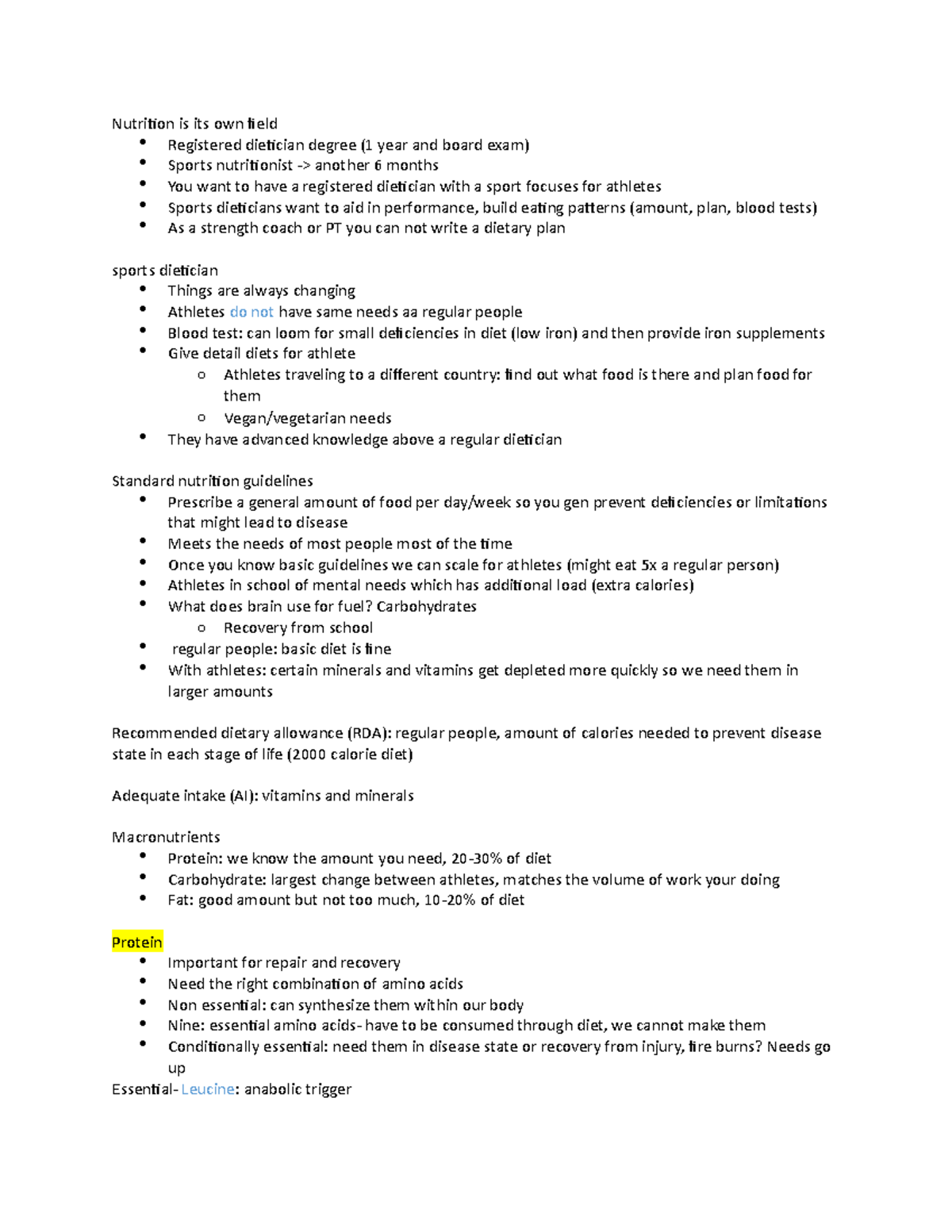 Basic Nutrition - Dr Taber Notes - Nutrition Is Its Own Field 