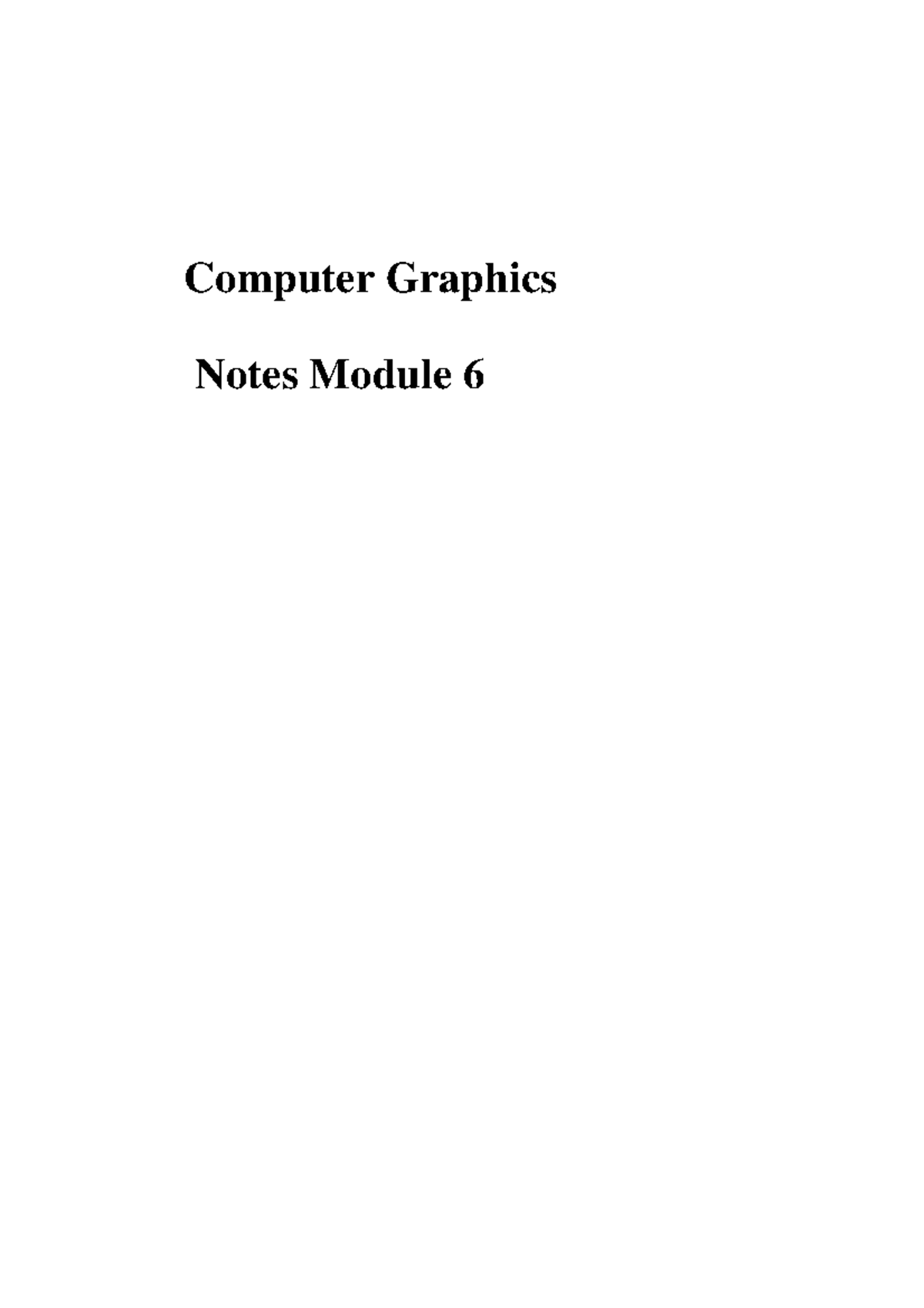 Computer Graphics Notes Module 6 - Computer Science - Studocu