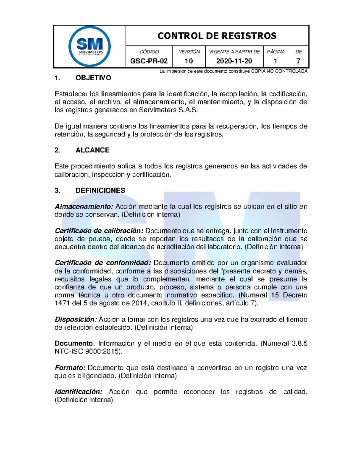 Procedimiento Control DE Registros - Control Systems - Universidad ...