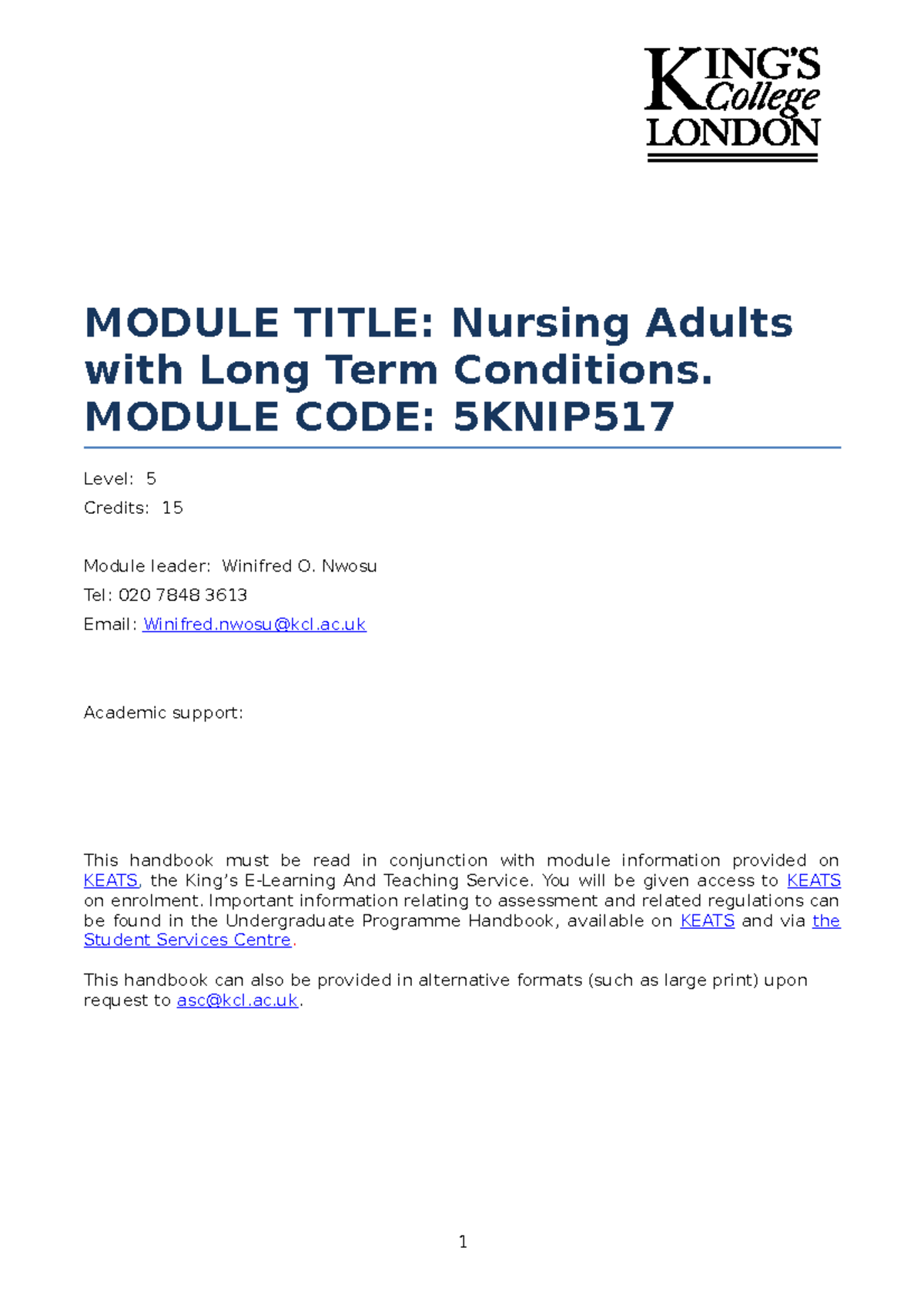 Nursing Adults With Long Term Conditions - Studocu