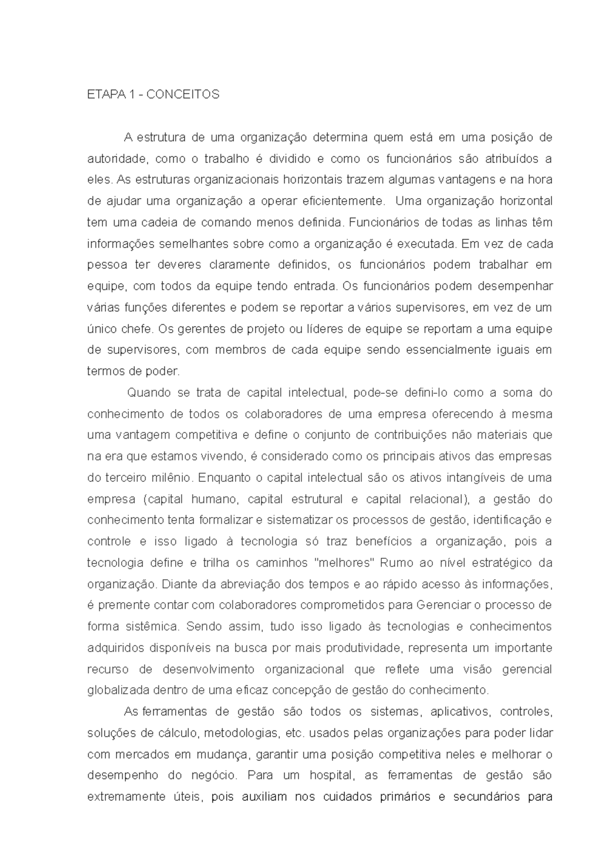 Cedeia de suprimentos hospitalar - ETAPA 1 CONCEITOS A estrutura de uma ...