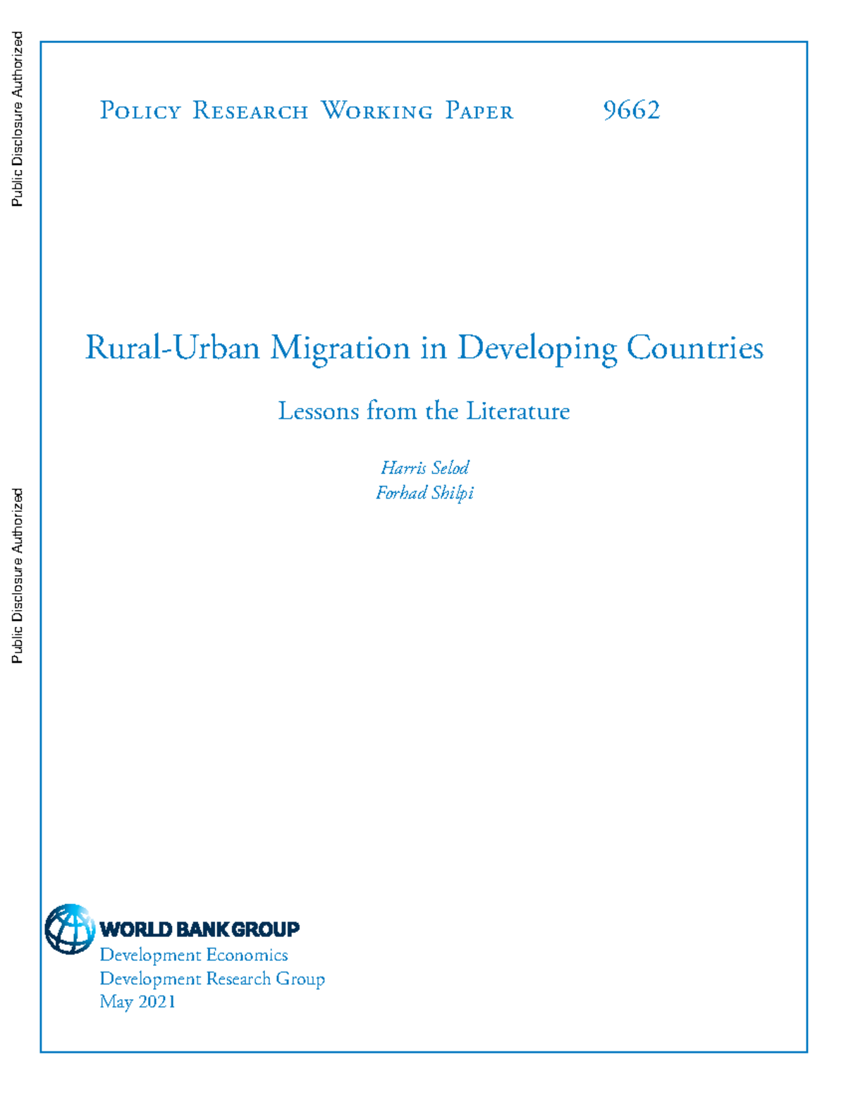 Readings 1 - This paper reviews the recent literature on rural-urban ...