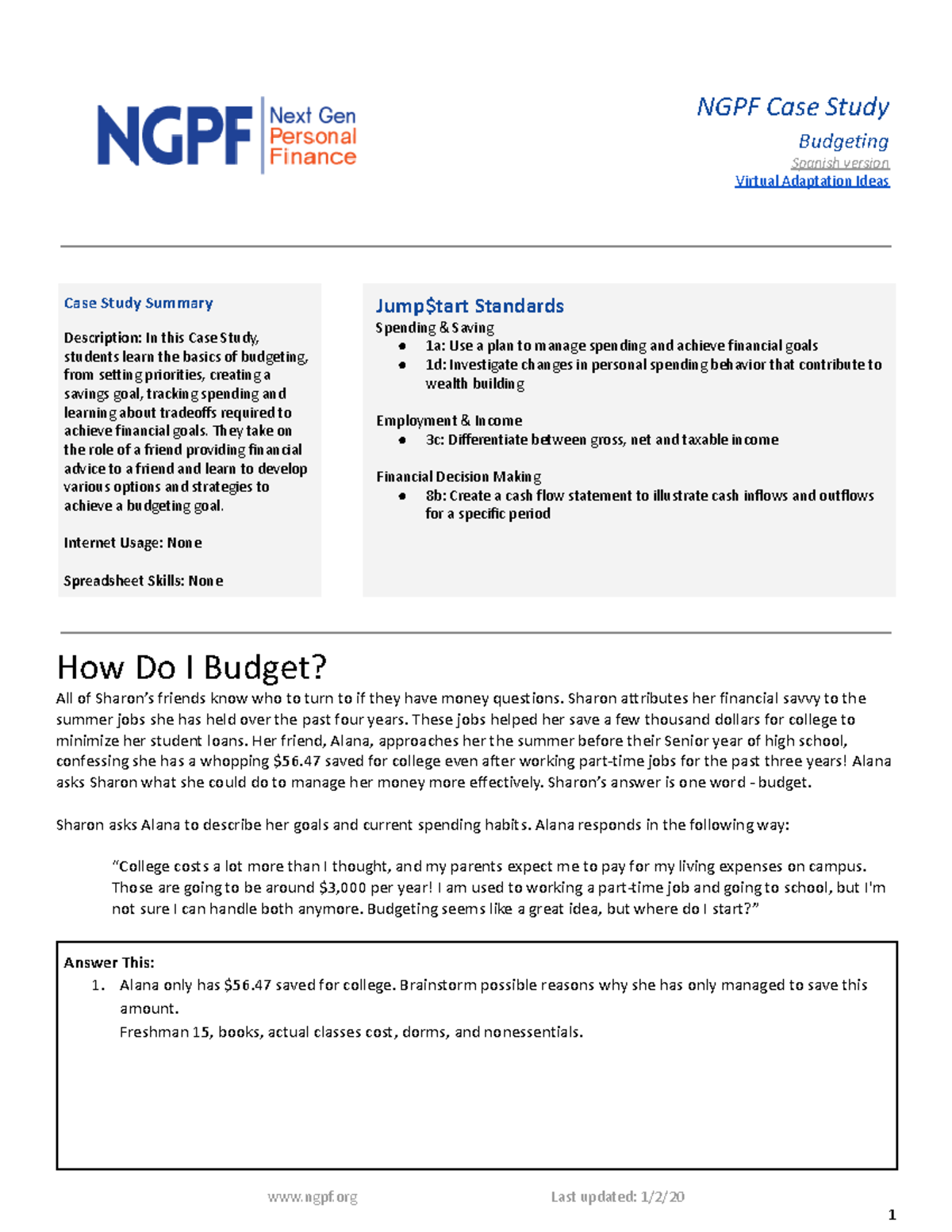 ngpf case study budgeting answer key