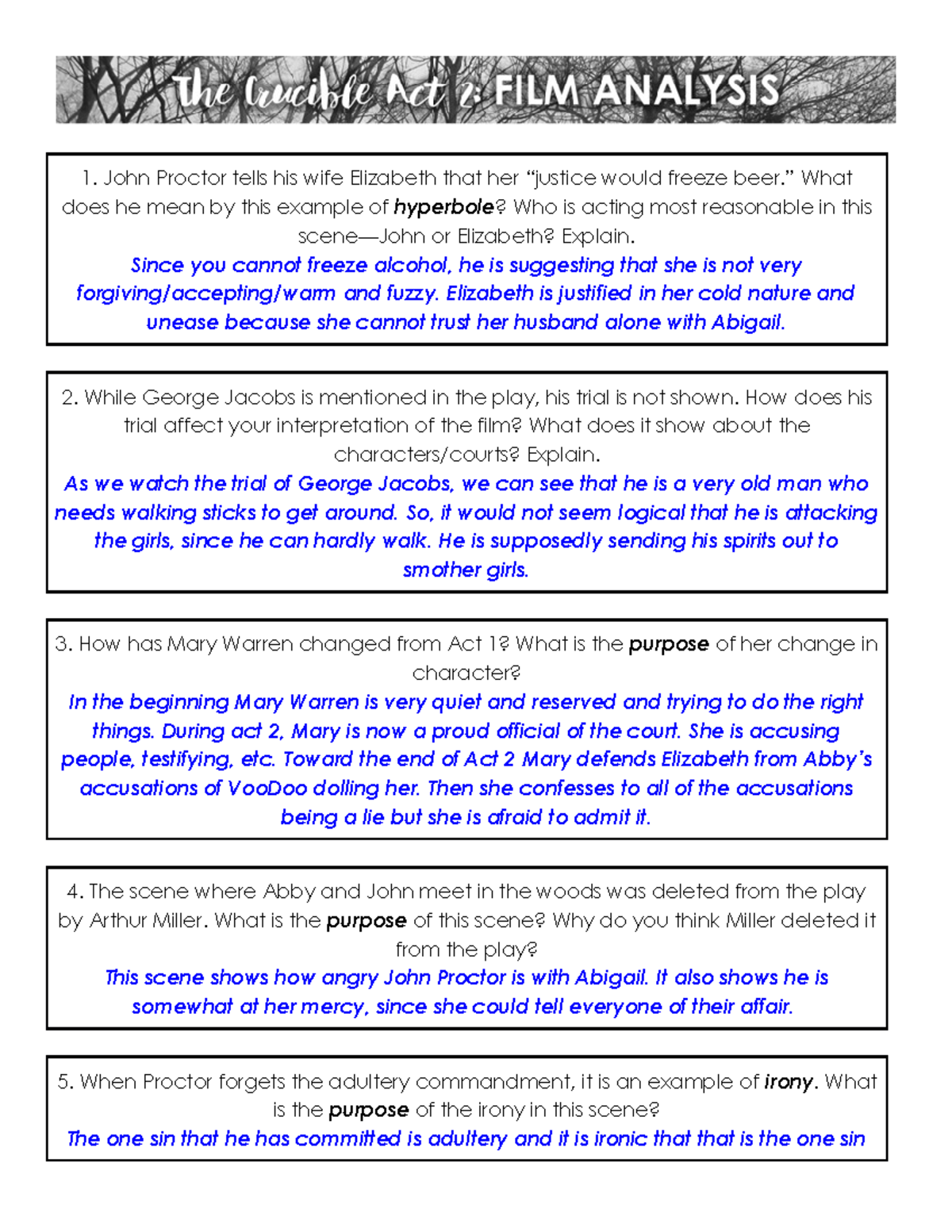 the crucible act 4 film analysis worksheet answers