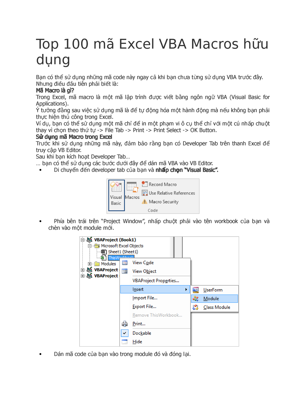 Top 100 Mã Excel VBA Macros Hữu Dụng - Top 100 Mã Excel VBA Macros Hữu ...