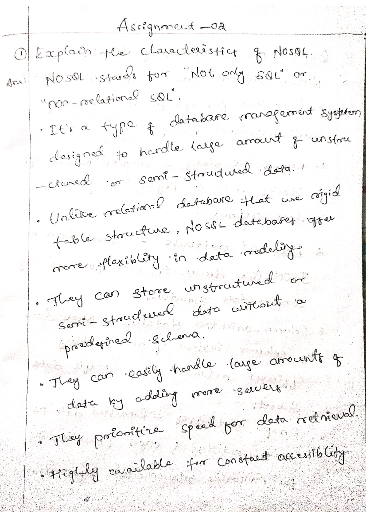 DBMS-2 - Data base management - Assignment I Explain the ...