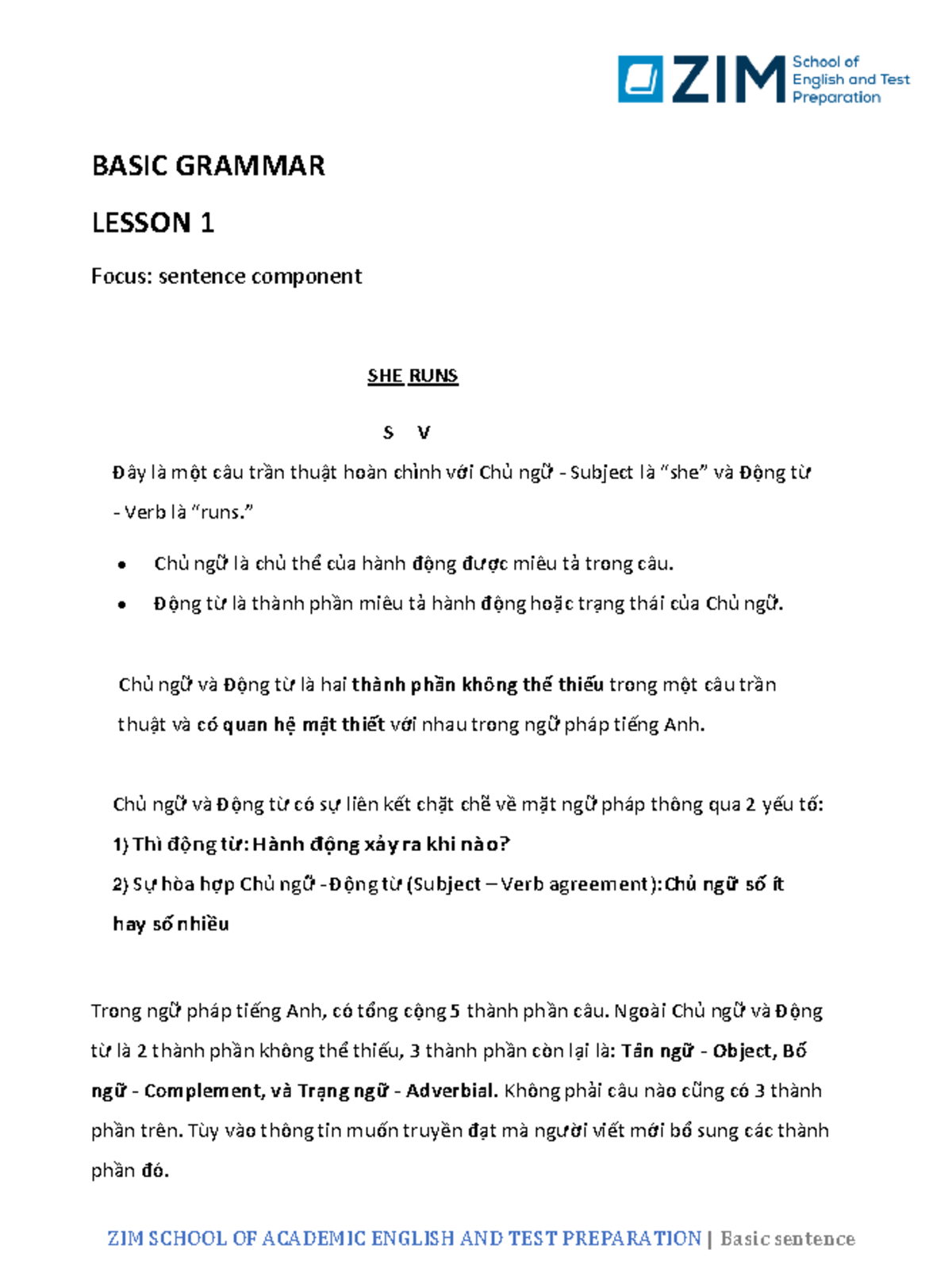 BG Sentence components 14042021010723 BASIC GRAMMAR LESSON 1