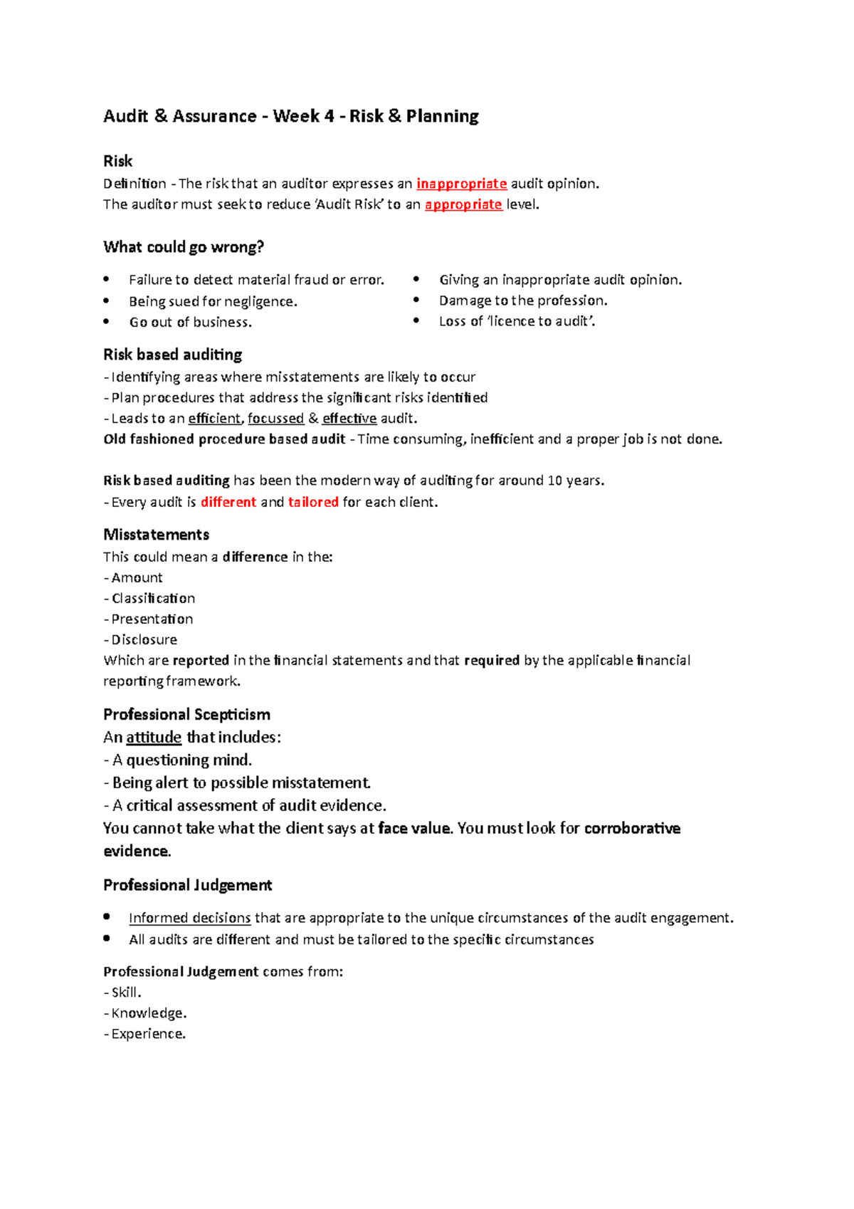 planning-risk-audit-assurance-week-4-risk-planning-risk