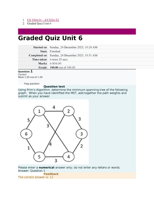 CS 4406 unit 6 graded quiz - 1. CS 4406-01 - AY2024-T 2. Graded Quiz ...