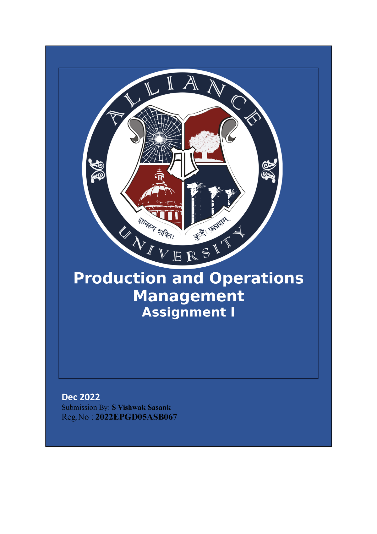 production and operations management assignment