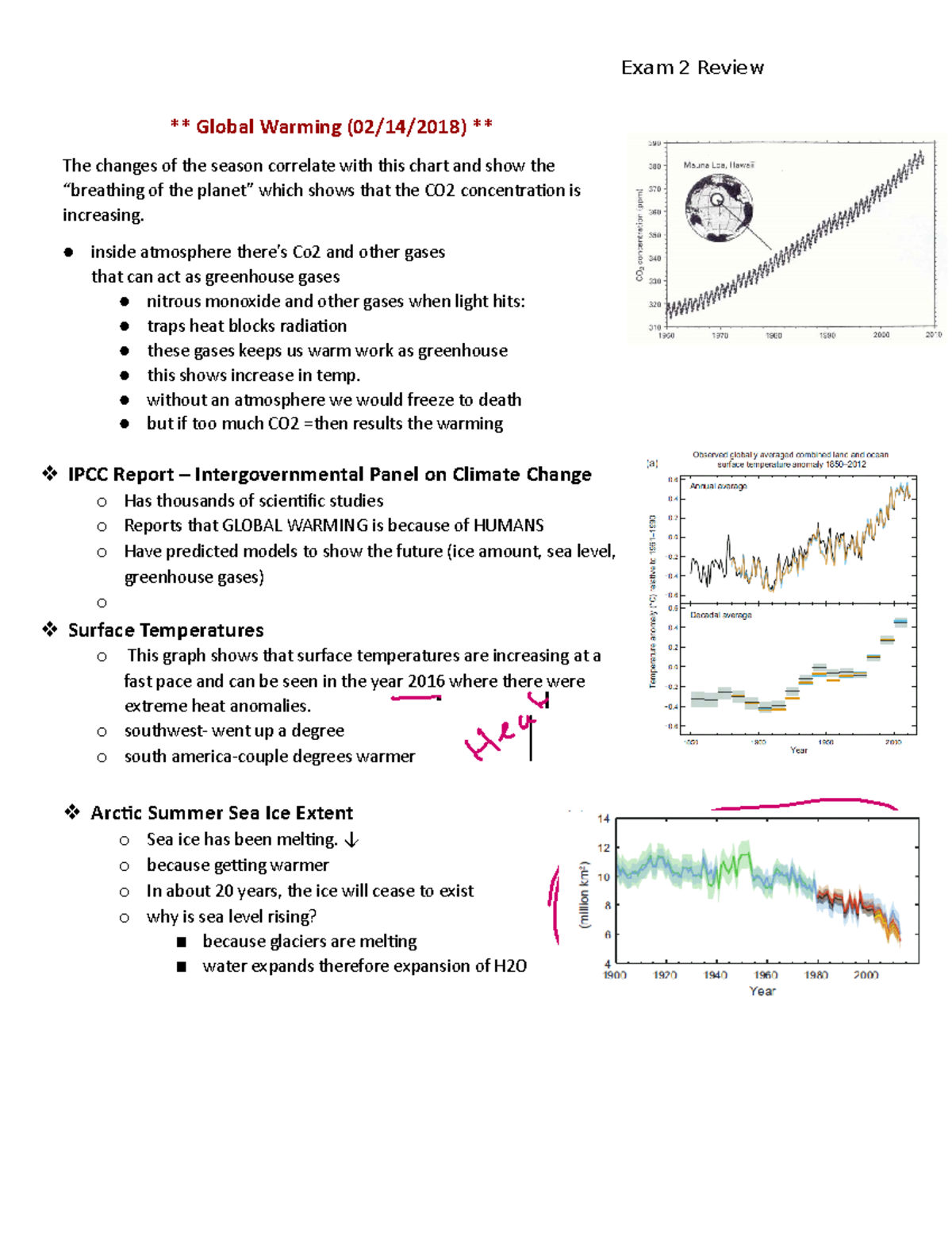 EXAM 2-final review - Exam 2 Review Global Warming The changes of the ...