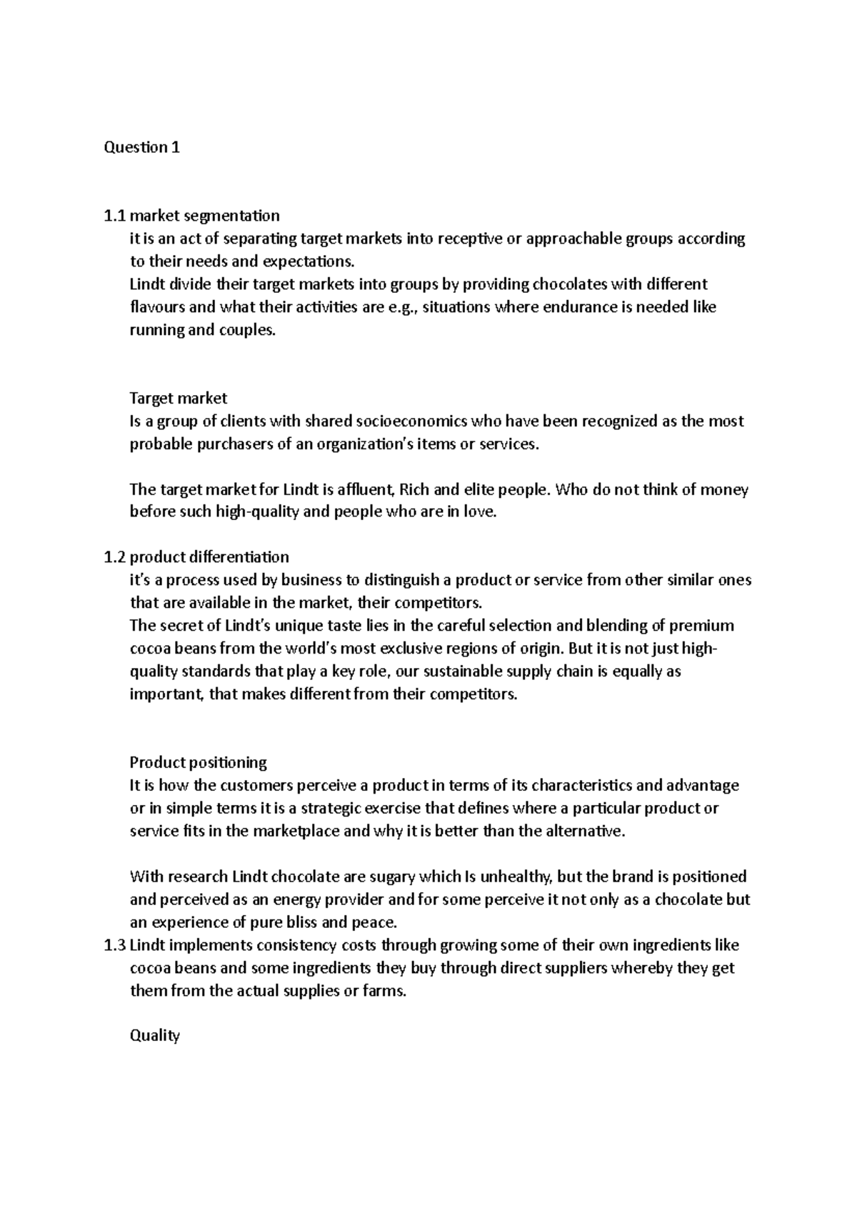 Business management 1 - answered questions - Question 1 1 market ...