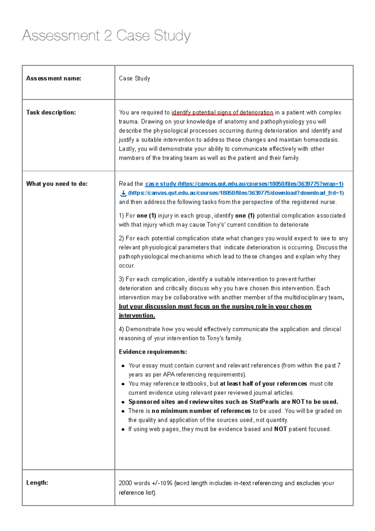 nursing case study studocu