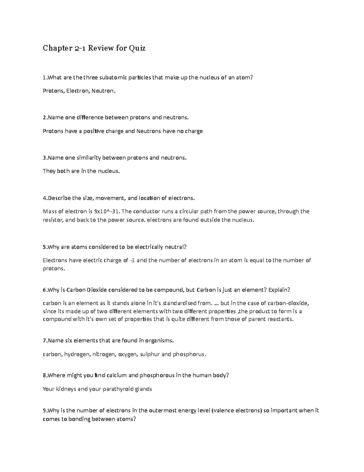 Chapter+2-1+Review+for+quiz copy for biology in highschool - BSC 4806 ...