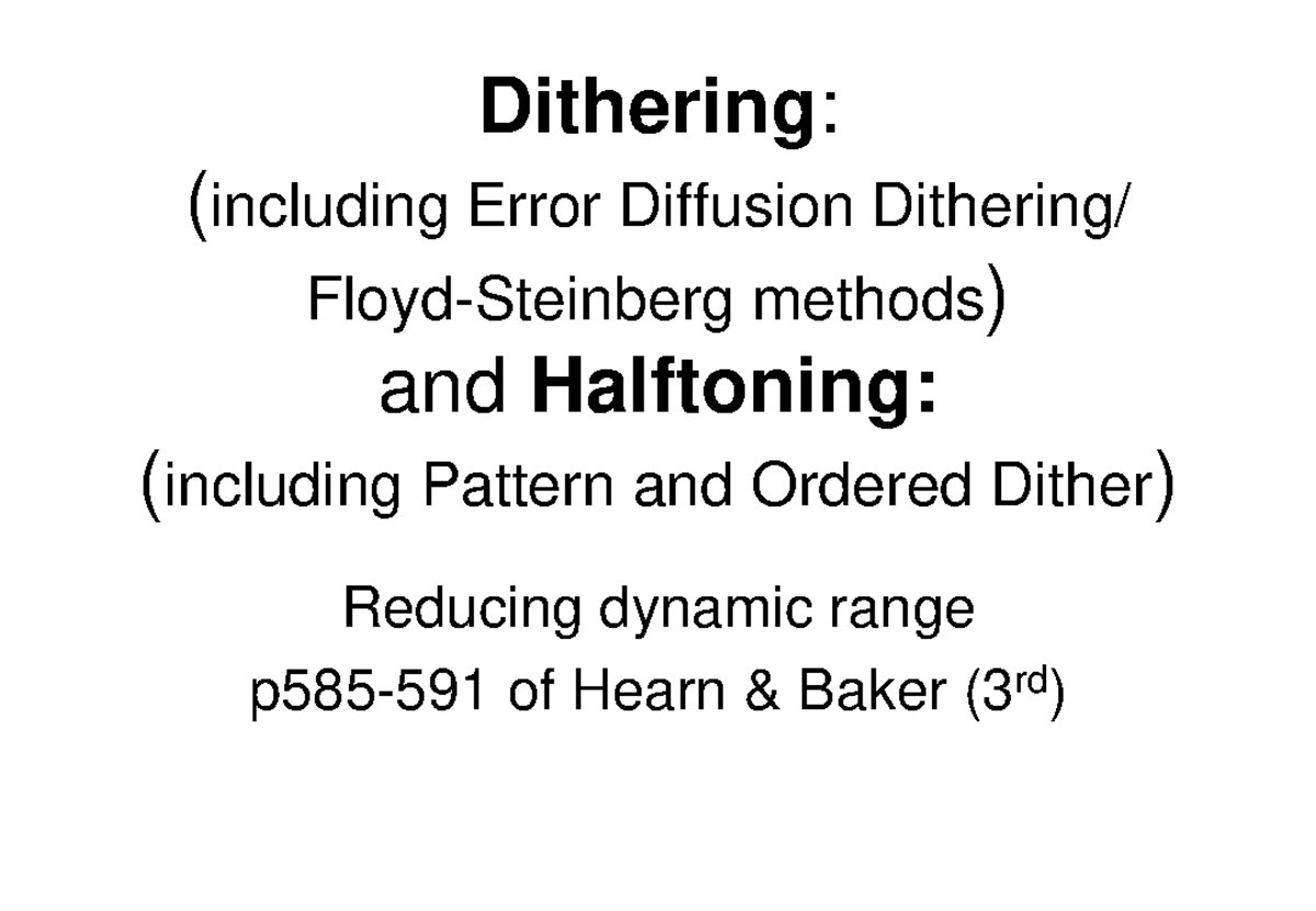 Dithering - Dithering: (including Error Diffusion Dithering/ Floyd ...