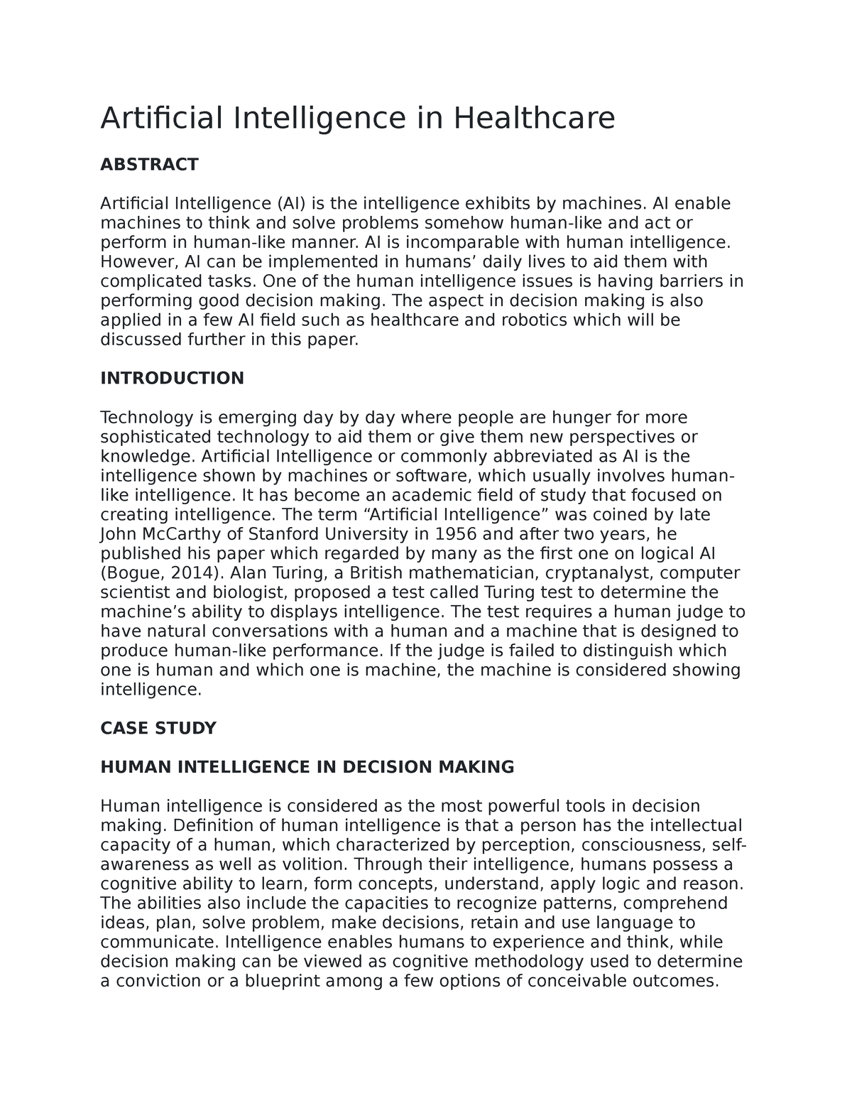 artificial intelligence in healthcare research paper pdf