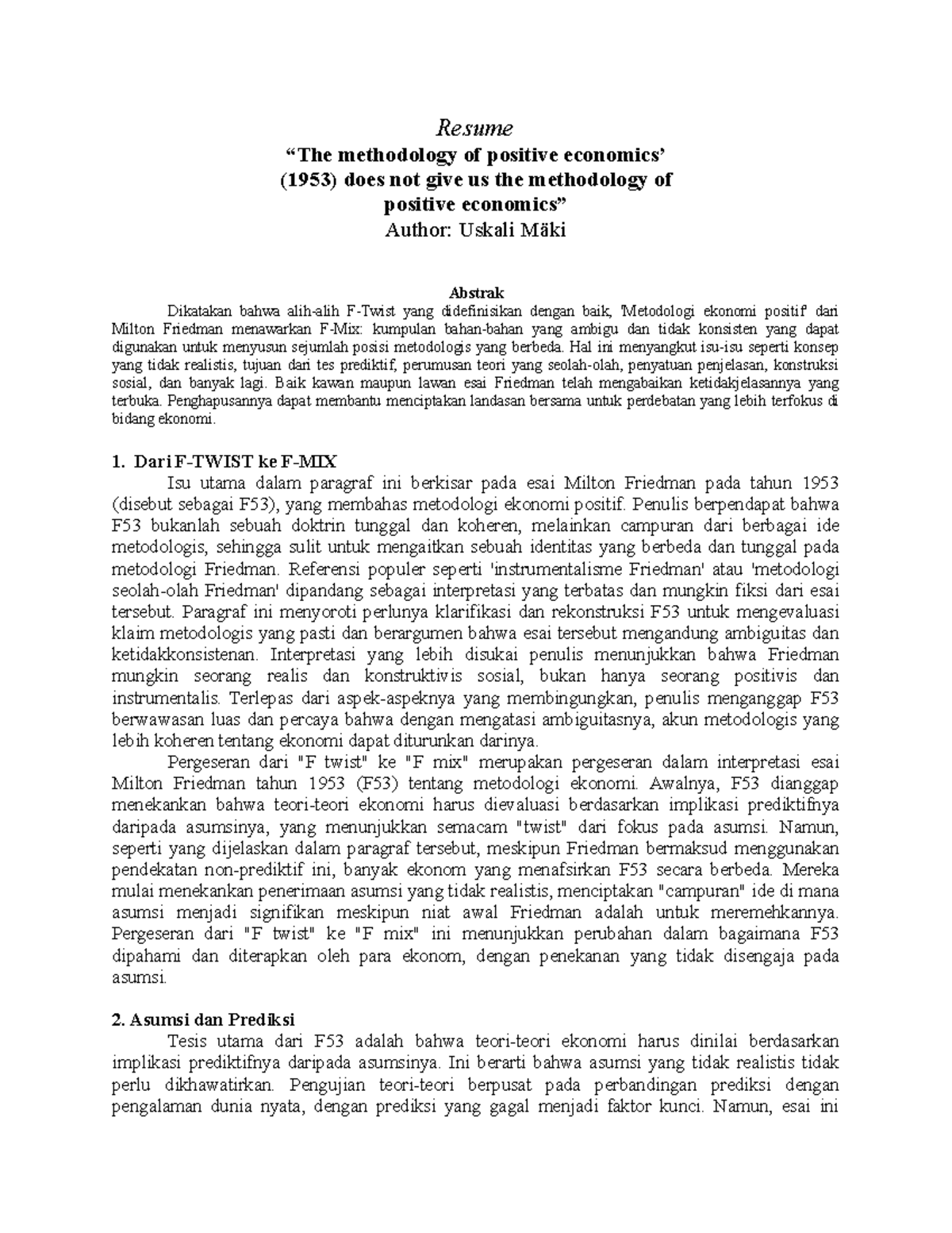 resume-the-methodology-of-positive-economics-resume-the-methodology