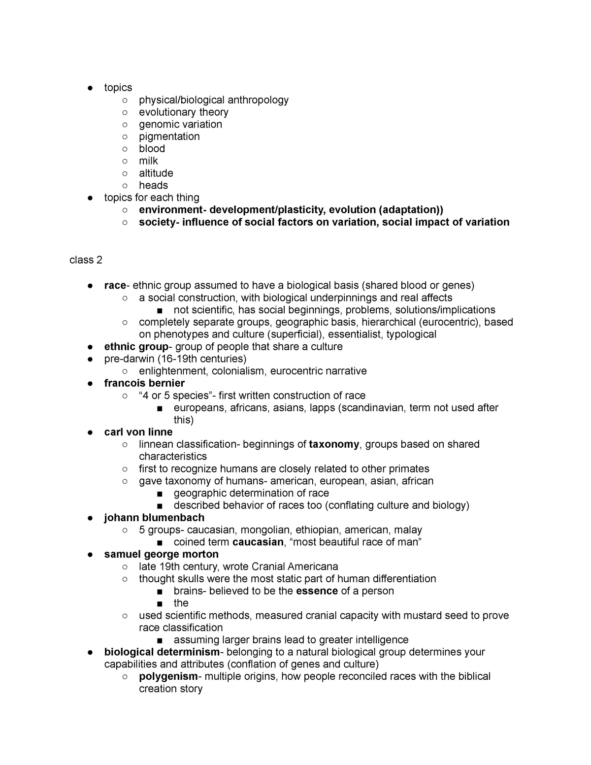Midterm Study Guide - topics physical/biological anthropology ...