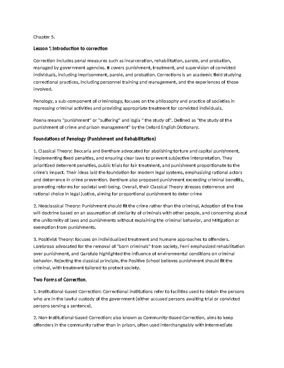 Chatlpter 5-6 Summary - for crim - Chapter 5. Lesson 1:introduction to ...