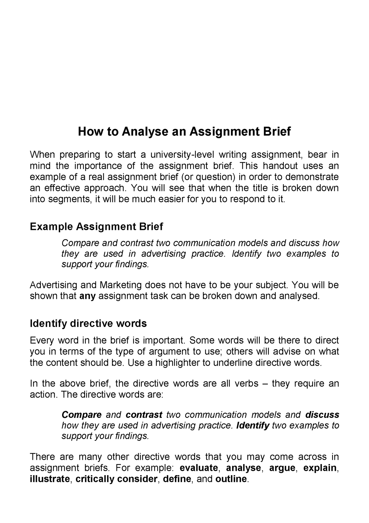 analyse meaning in assignment