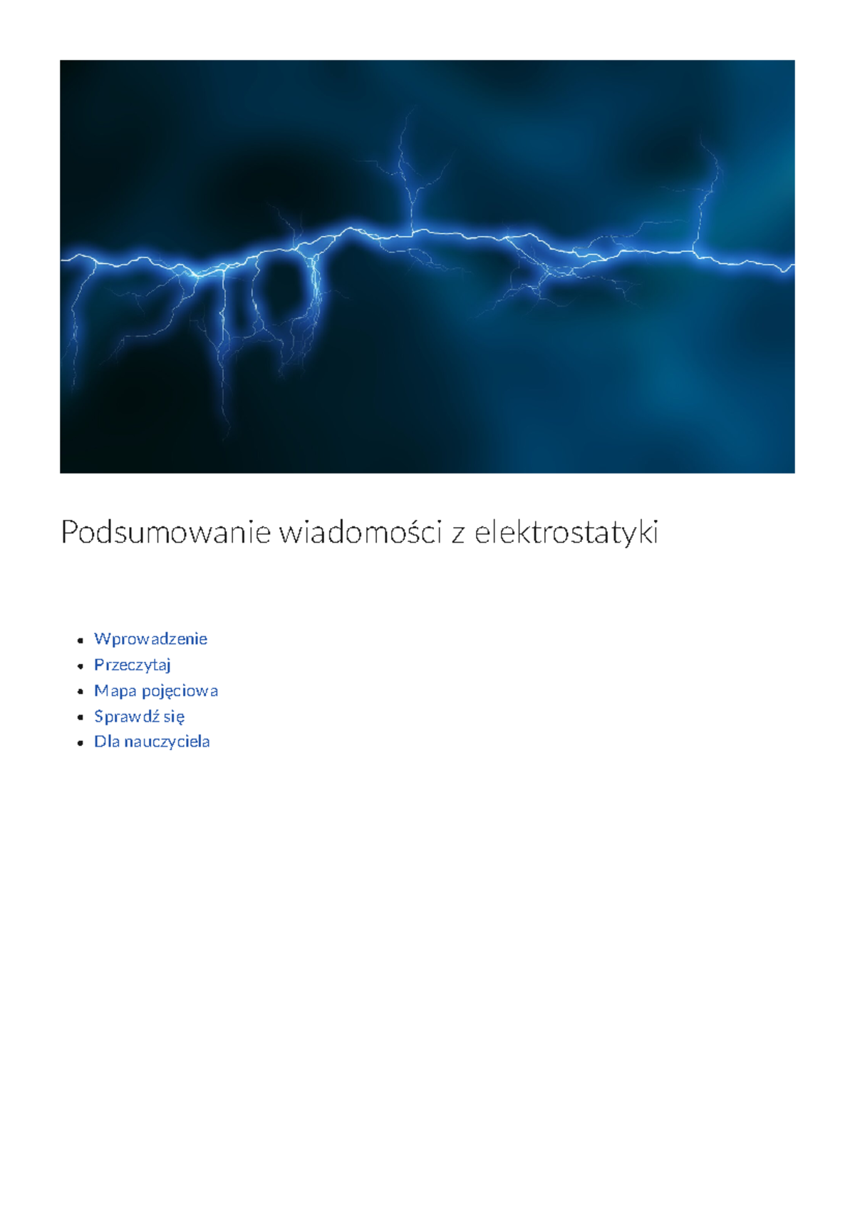 Podsumowanie wiadomosci z elektrostatyki - Podsumowanie wiadomości z